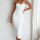 Tiffani Diamante Strap Midi Dress White