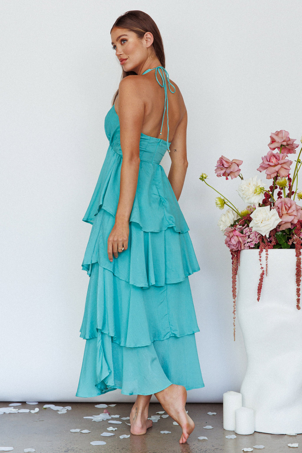Catalina Tiered Ruffle Maxi Dress Mint by Selfie Leslie