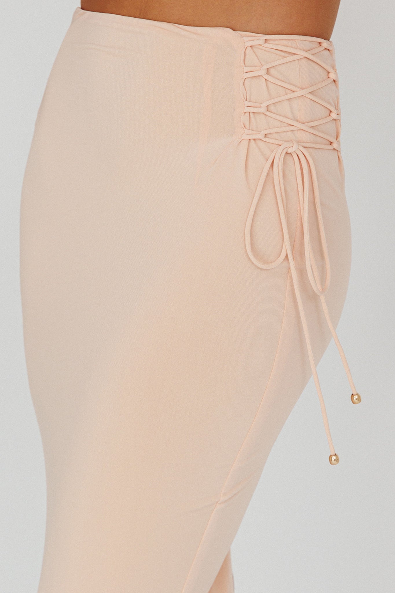 Graziella Lace Up Midi Skirt Egg Shell by Selfie Leslie