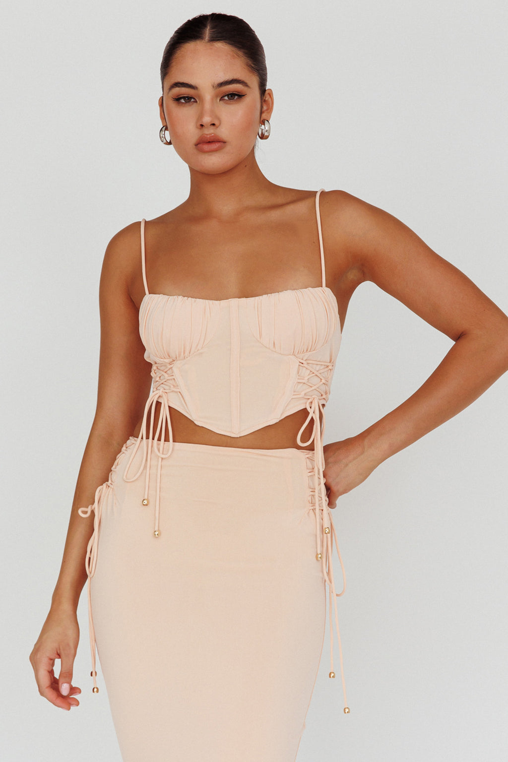 Graziella Corset Crop Top Egg Shell by Selfie Leslie