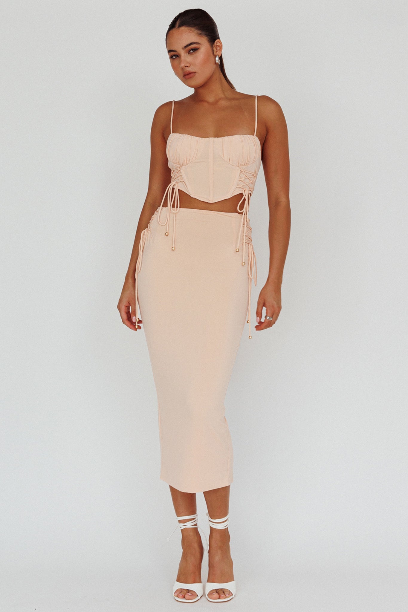Graziella Corset Crop Top Egg Shell by Selfie Leslie