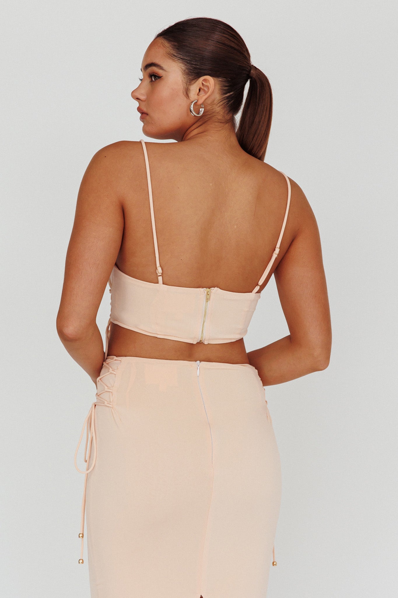 Graziella Corset Crop Top Egg Shell by Selfie Leslie