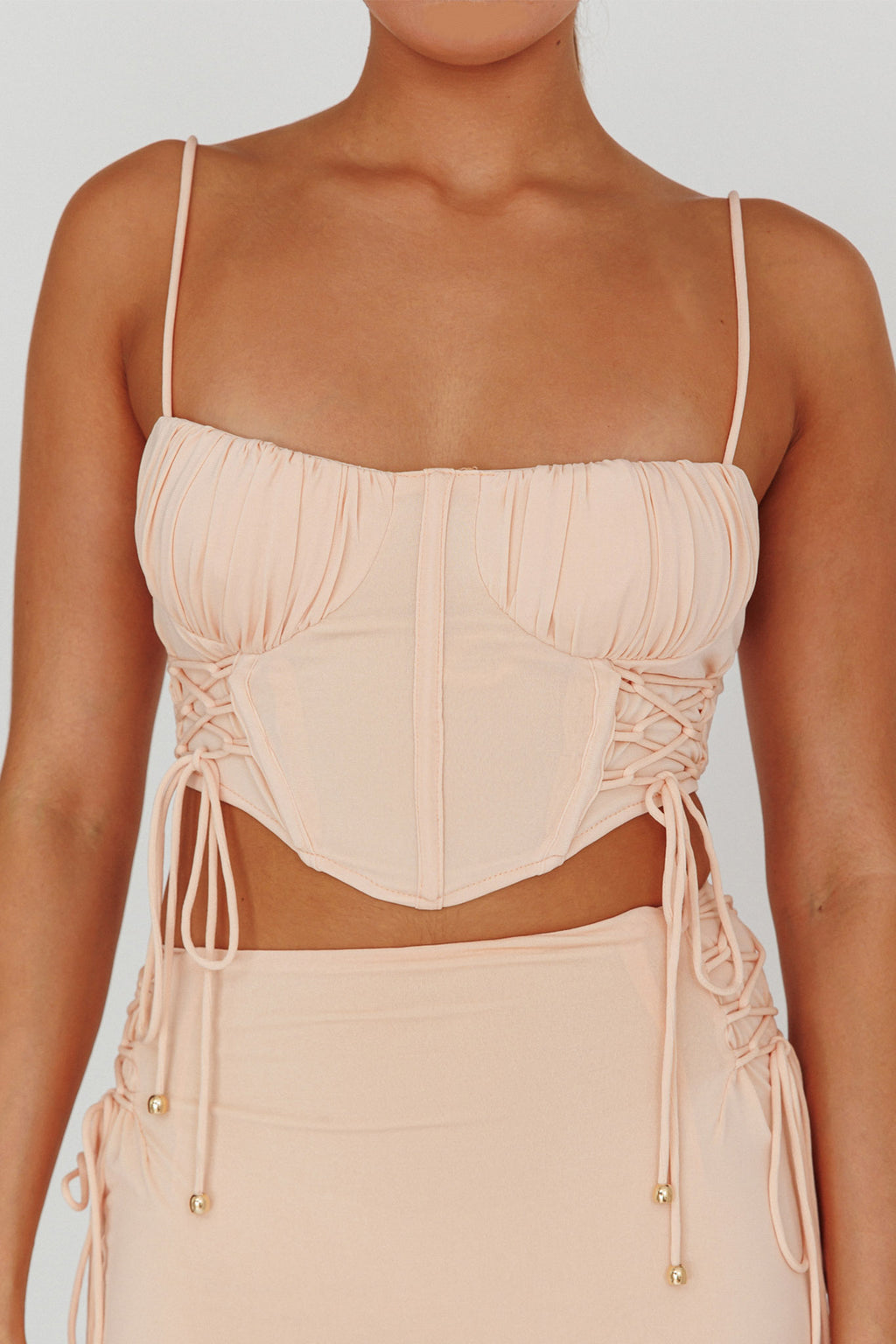 Graziella Corset Crop Top Egg Shell by Selfie Leslie
