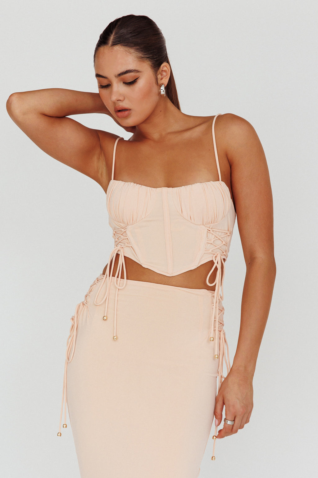 Graziella Corset Crop Top Egg Shell by Selfie Leslie