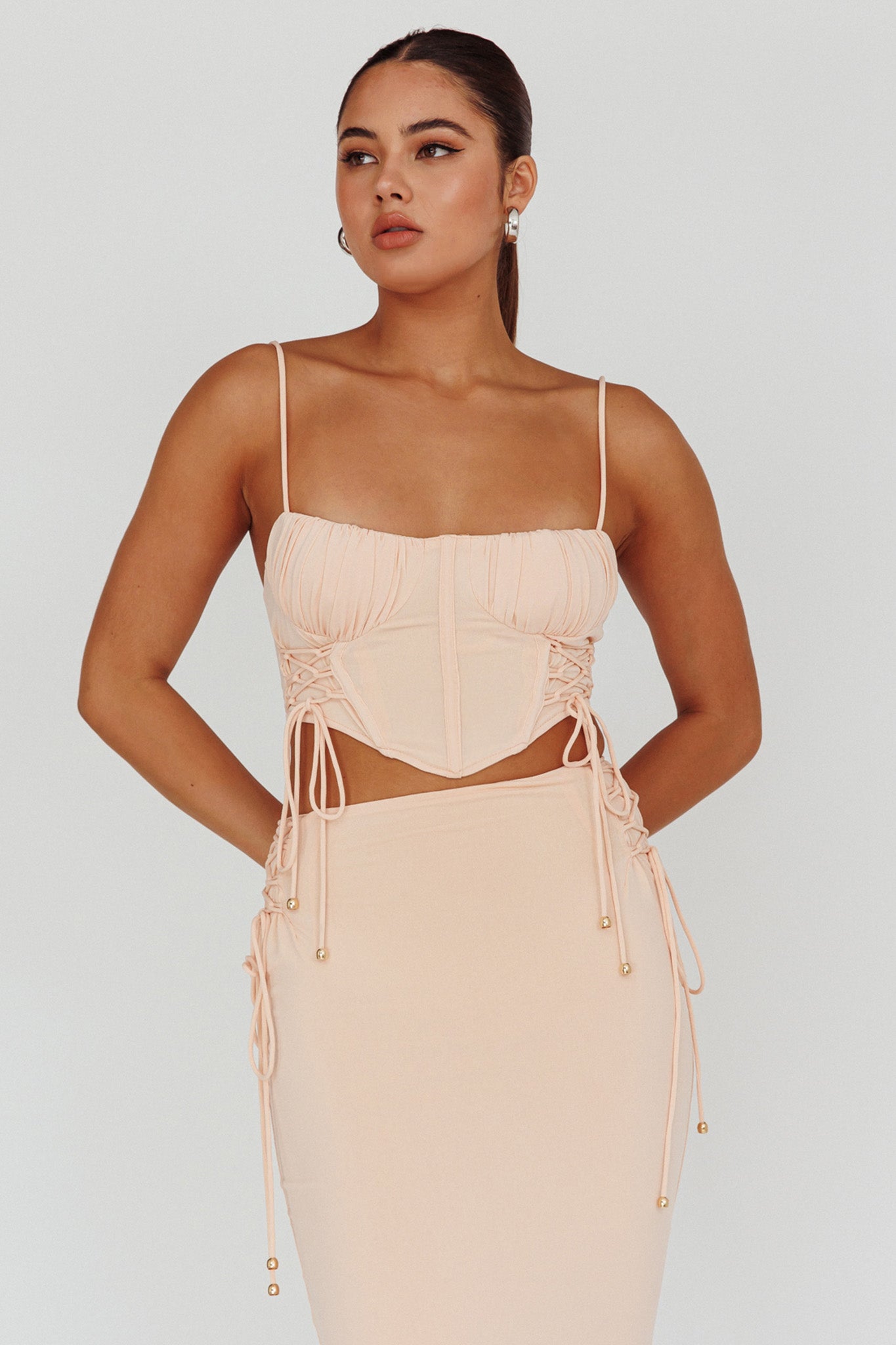 Graziella Corset Crop Top Egg Shell by Selfie Leslie