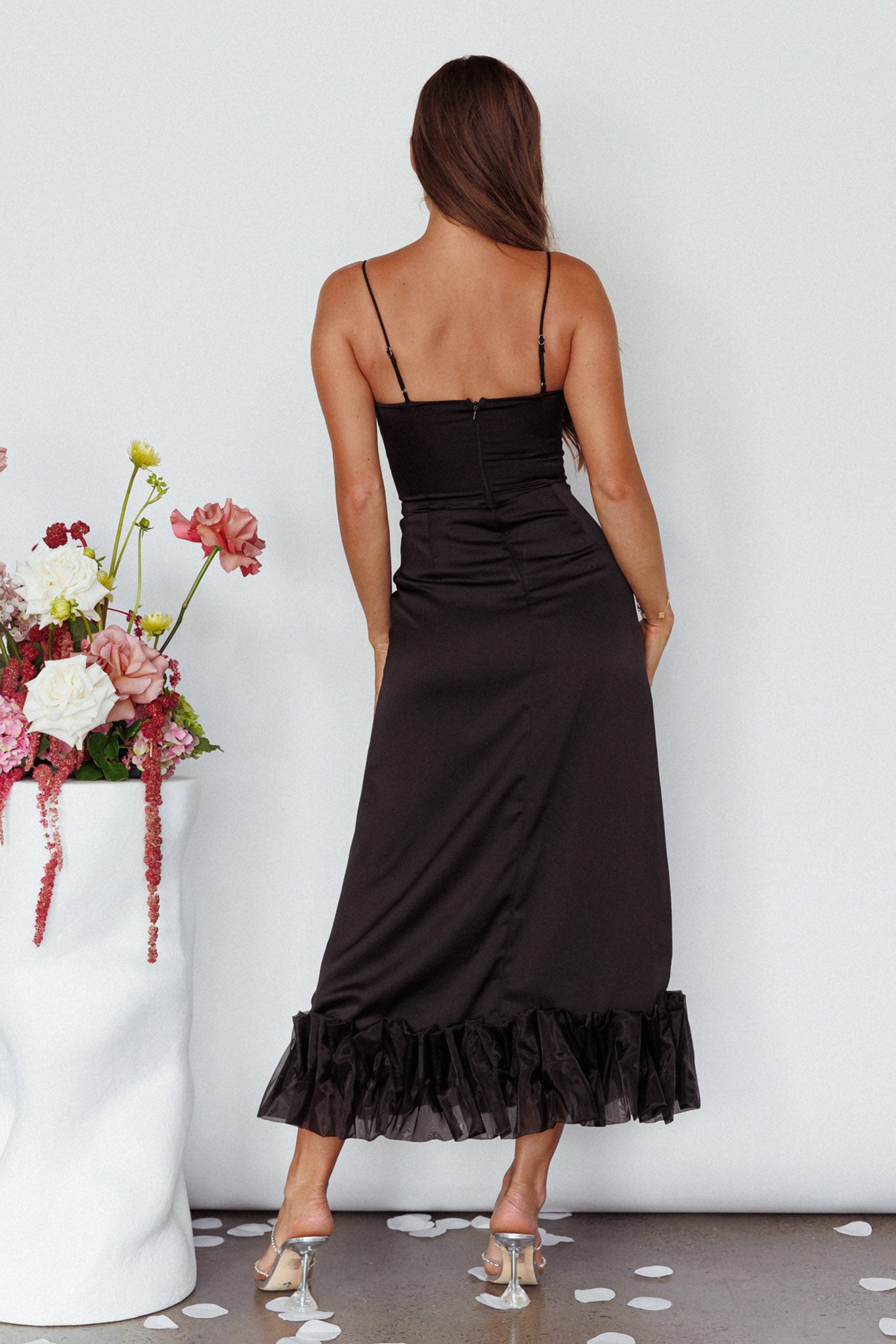 buona sera maxi dress Buona Sera Hem Decoration Midi Dress Black