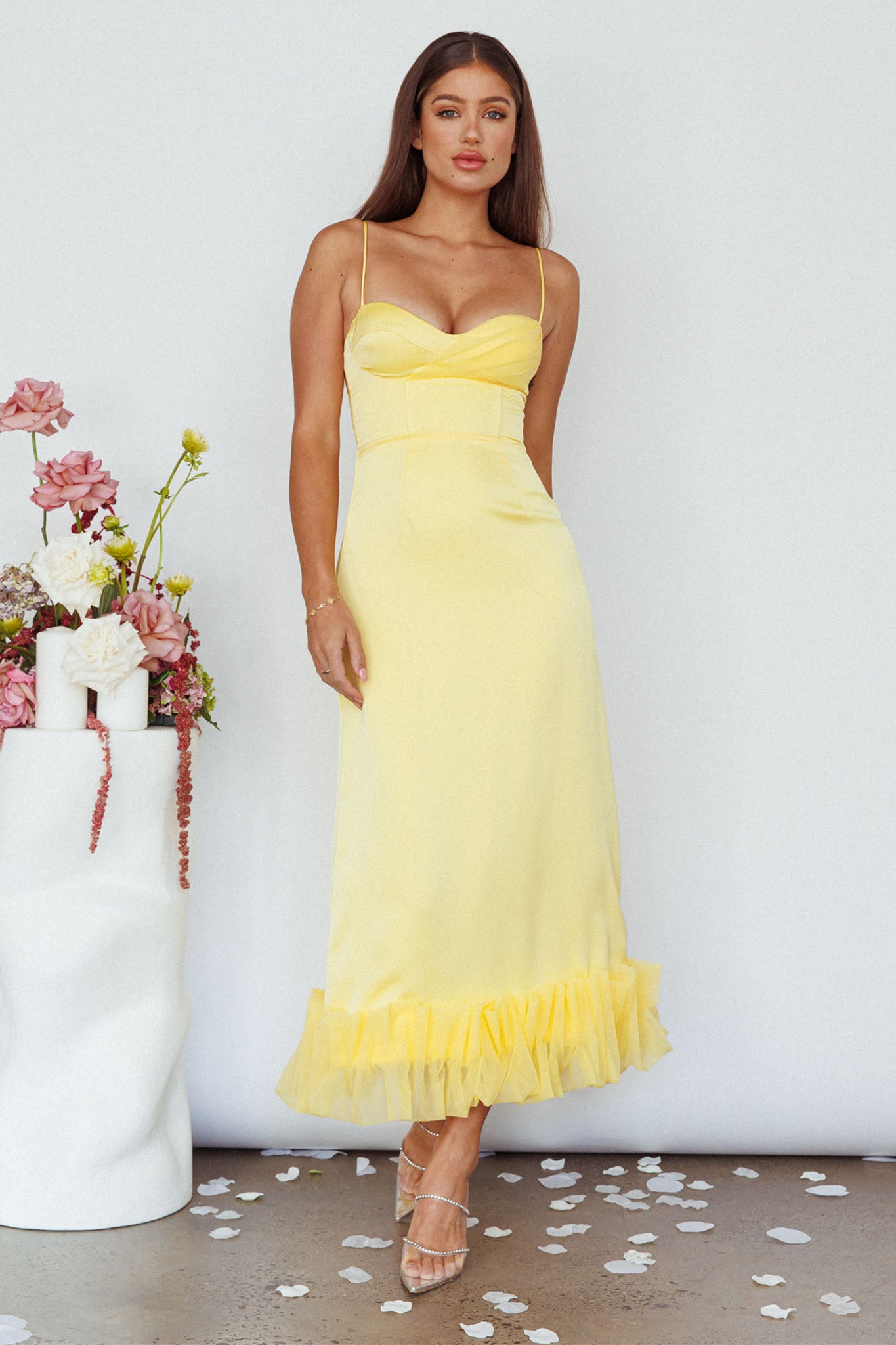 Buona Sera Hem Decoration Midi Dress Lemon by Selfie Leslie