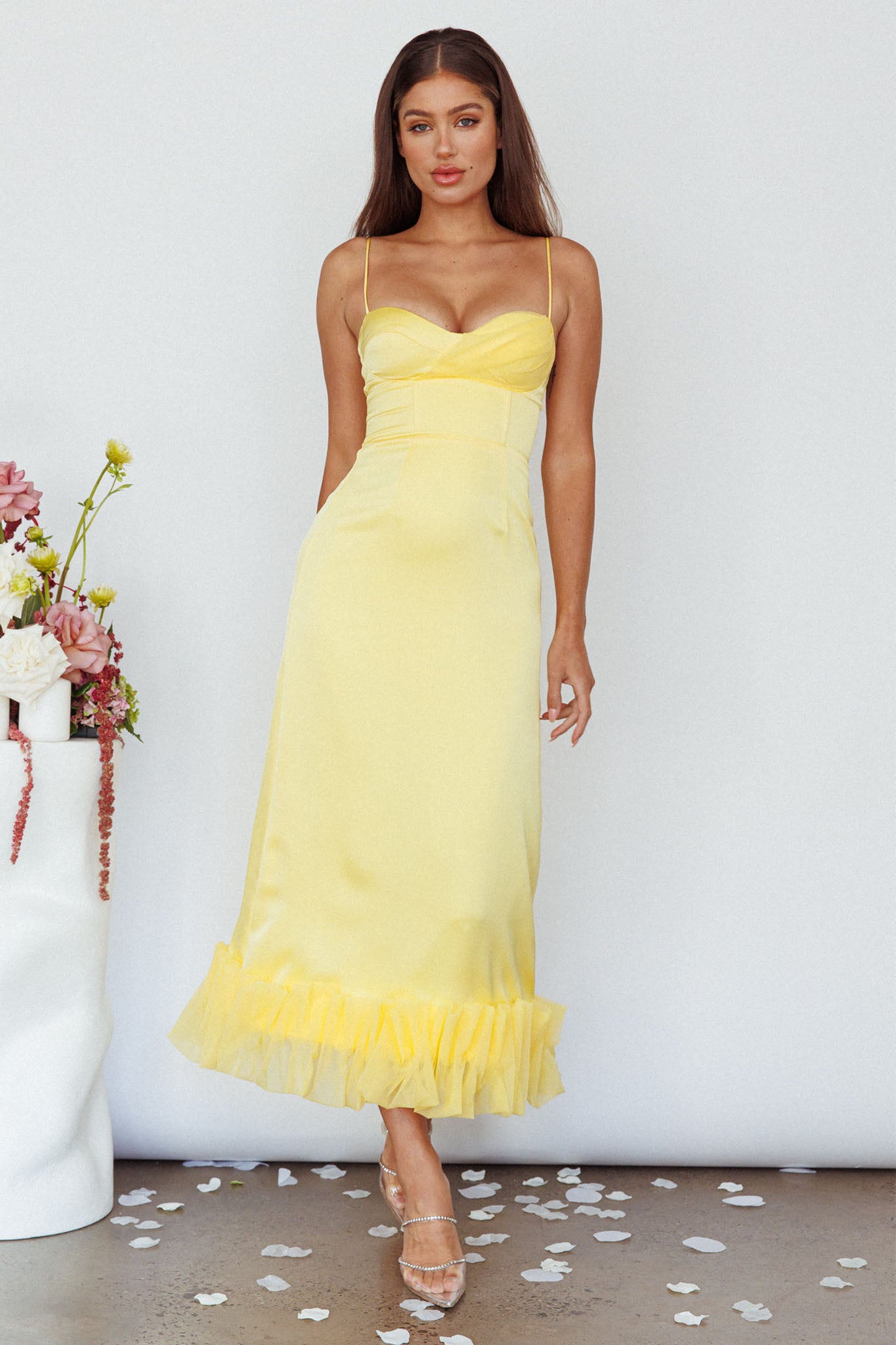 Buona Sera Hem Decoration Midi Dress Lemon by Selfie Leslie