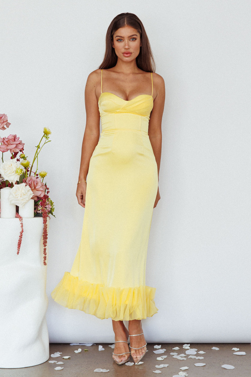 Buona Sera Hem Decoration Midi Dress Lemon by Selfie Leslie