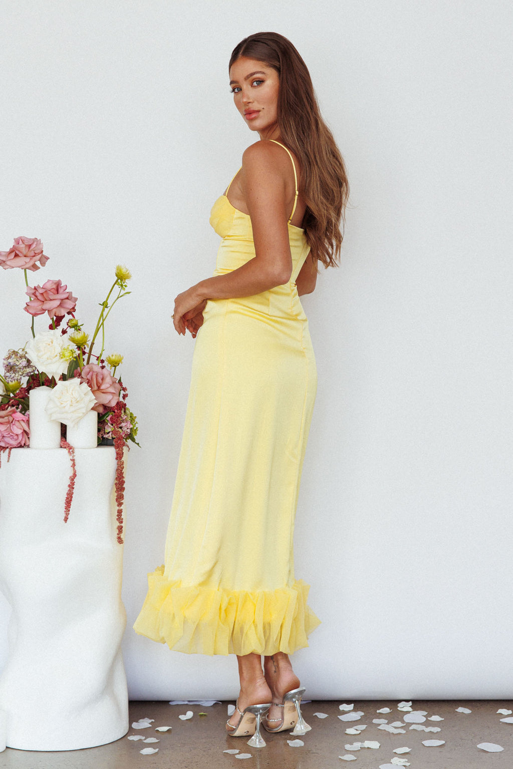 Buona Sera Hem Decoration Midi Dress Lemon by Selfie Leslie