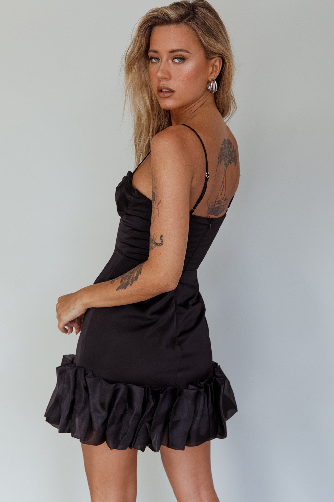 Buona Sera Hem Decoration Mini Dress Black by Selfie Leslie