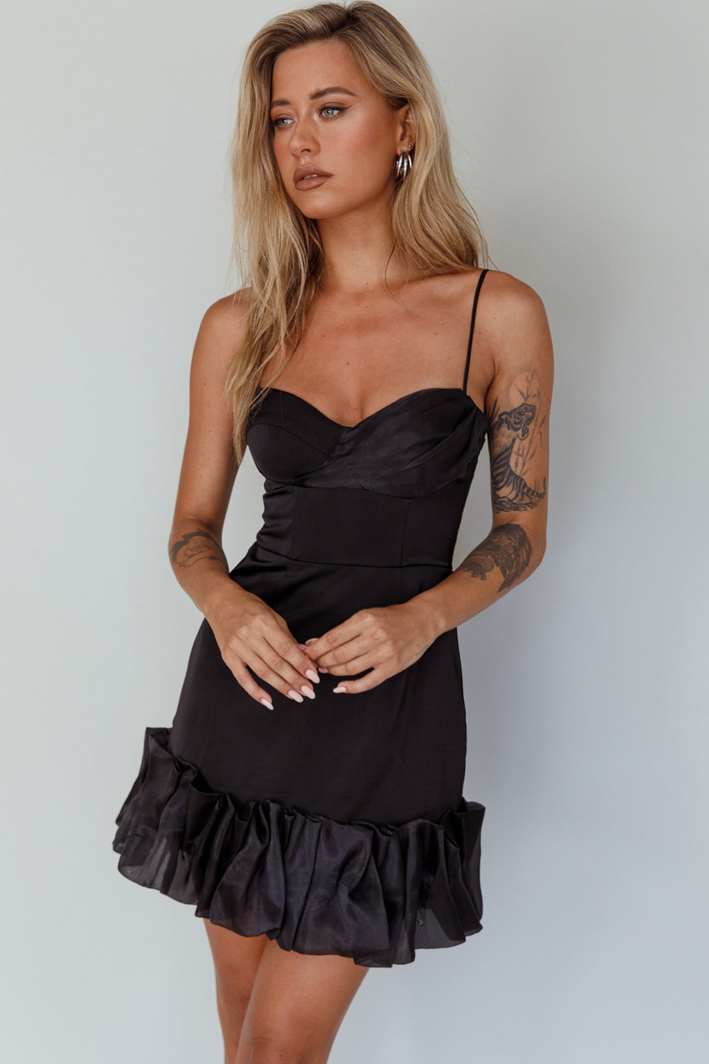 Buona Sera Hem Decoration Mini Dress Black by Selfie Leslie
