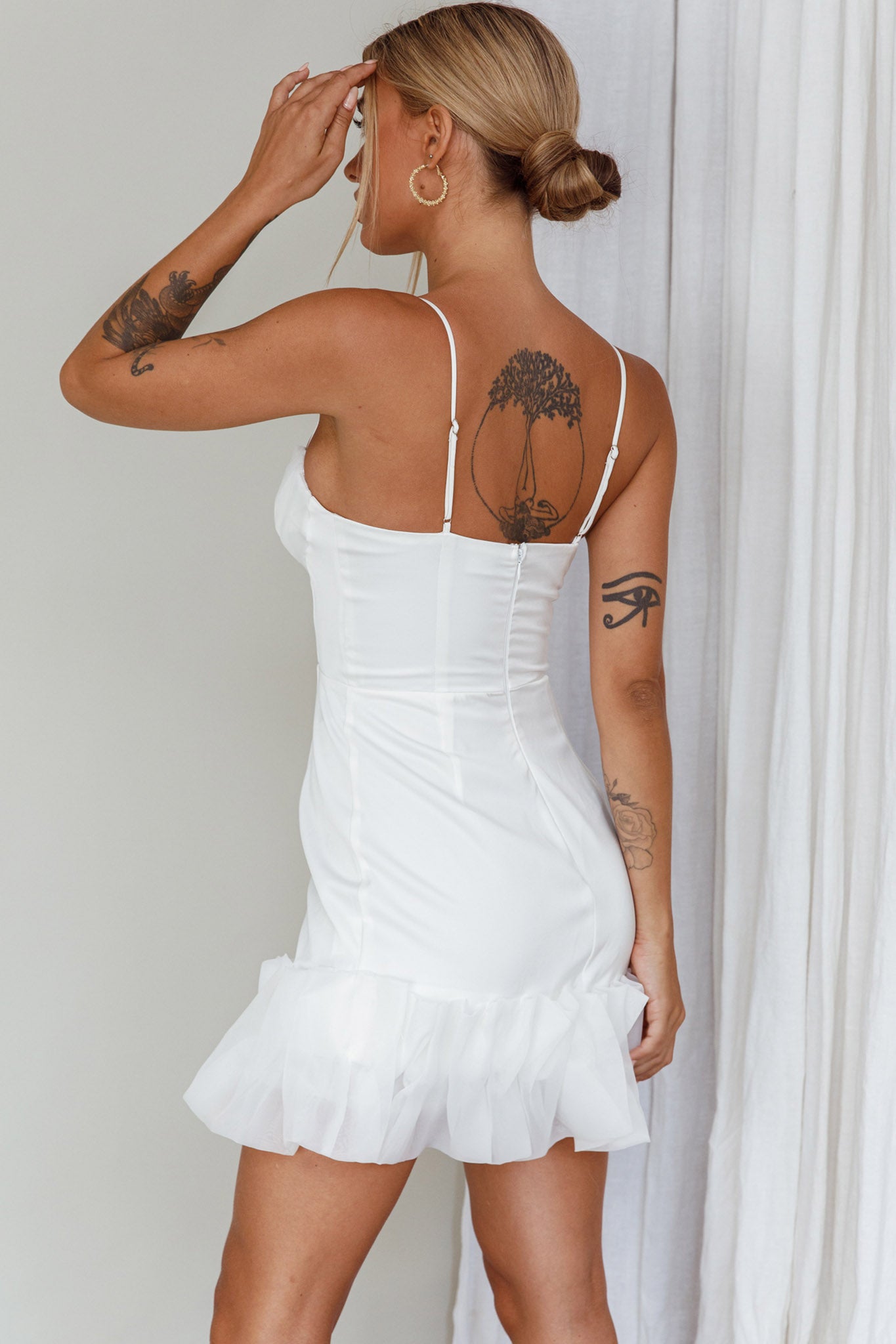 Buona Sera Hem Decoration Mini Dress White by Selfie Leslie