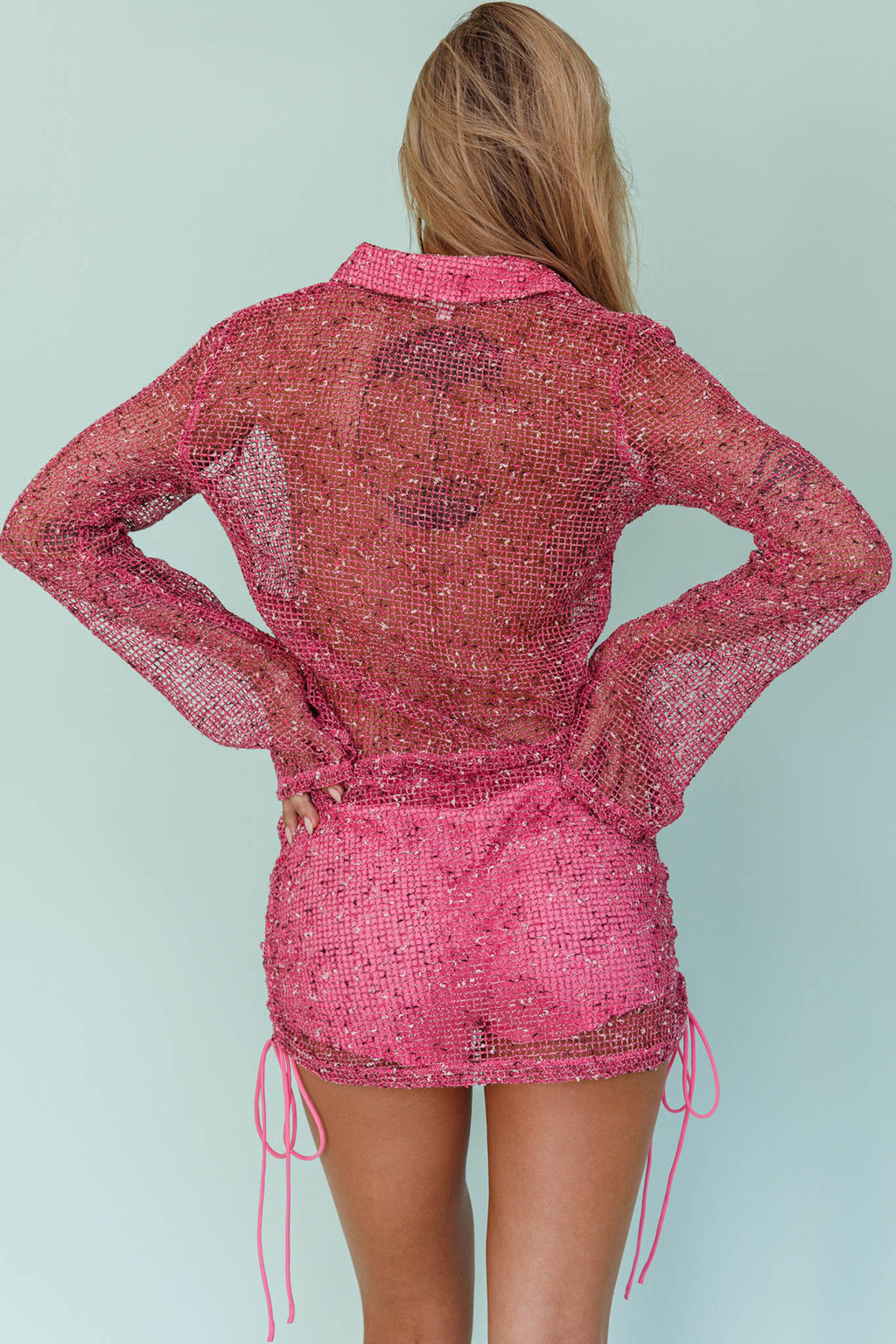 Lexi Long Sleeve Button Top Barbie Pink by Selfie Leslie