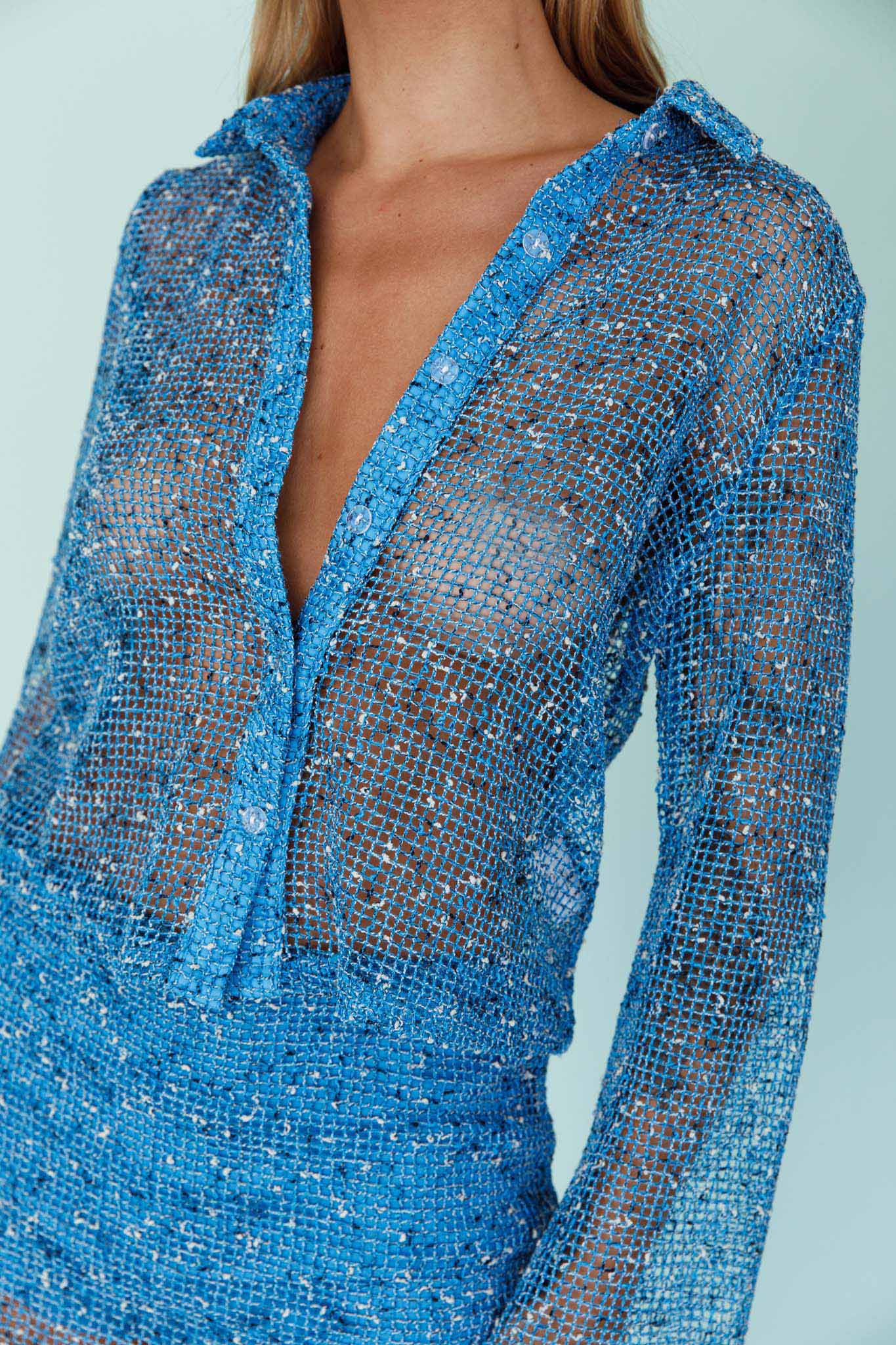 Lexi Long Sleeve Button Top Cerulean by Selfie Leslie