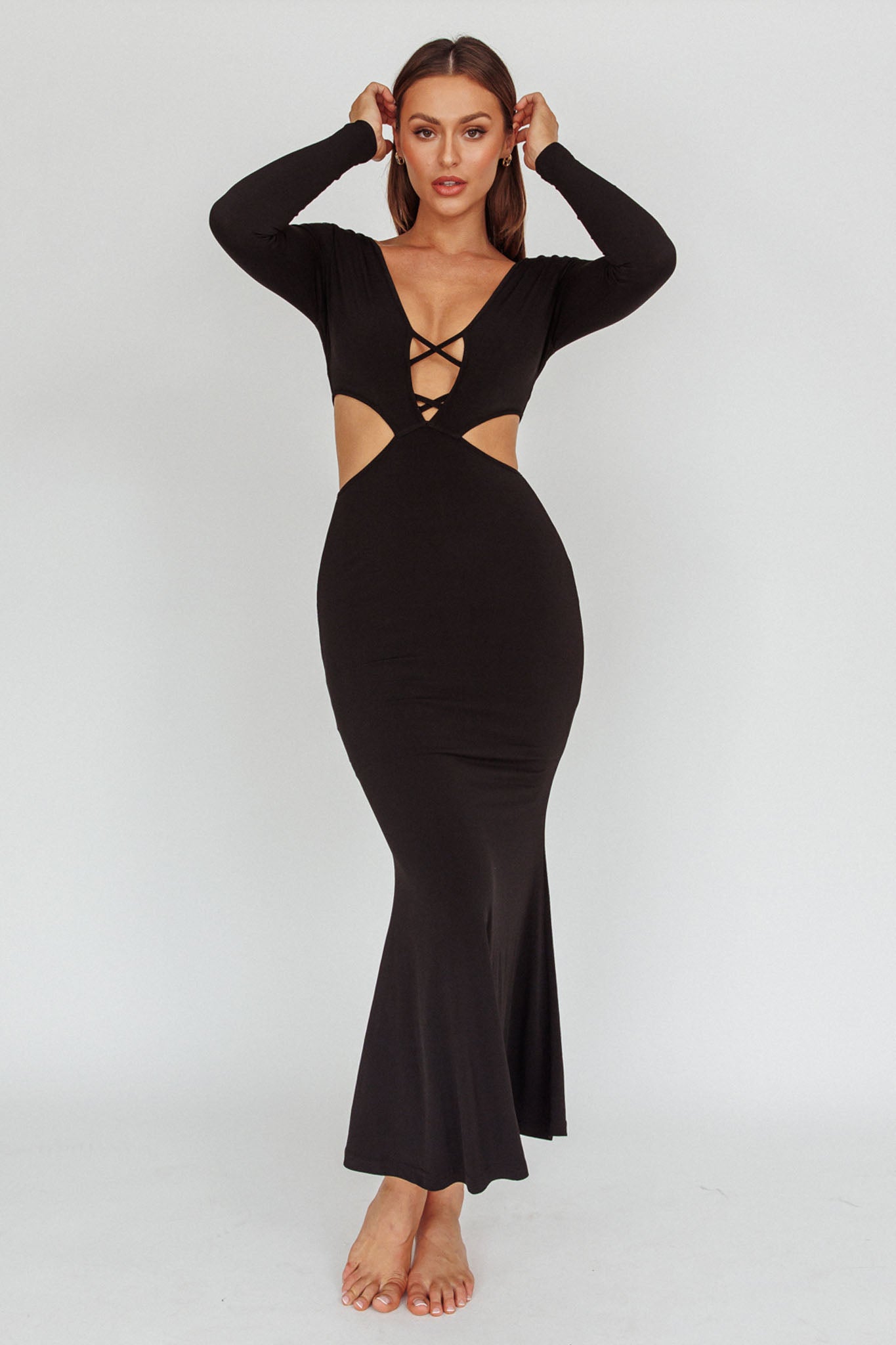 Dress Codes Cut-Out Maxi Dress Black by Selfie Leslie