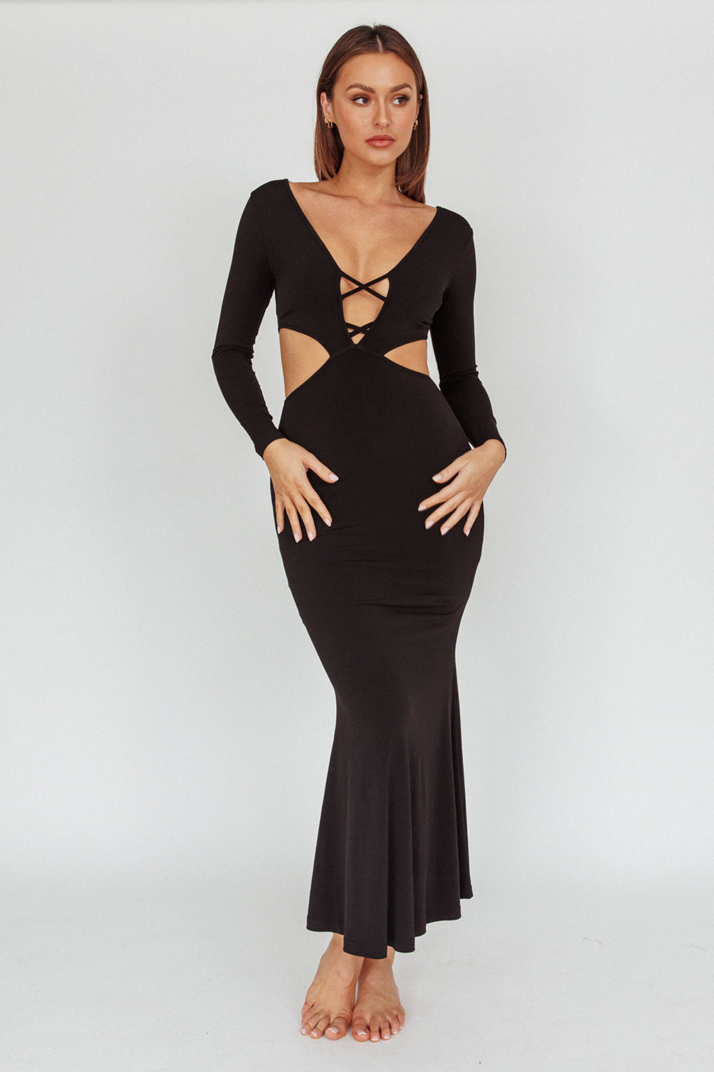 Dress Codes Cut-Out Maxi Dress Black by Selfie Leslie