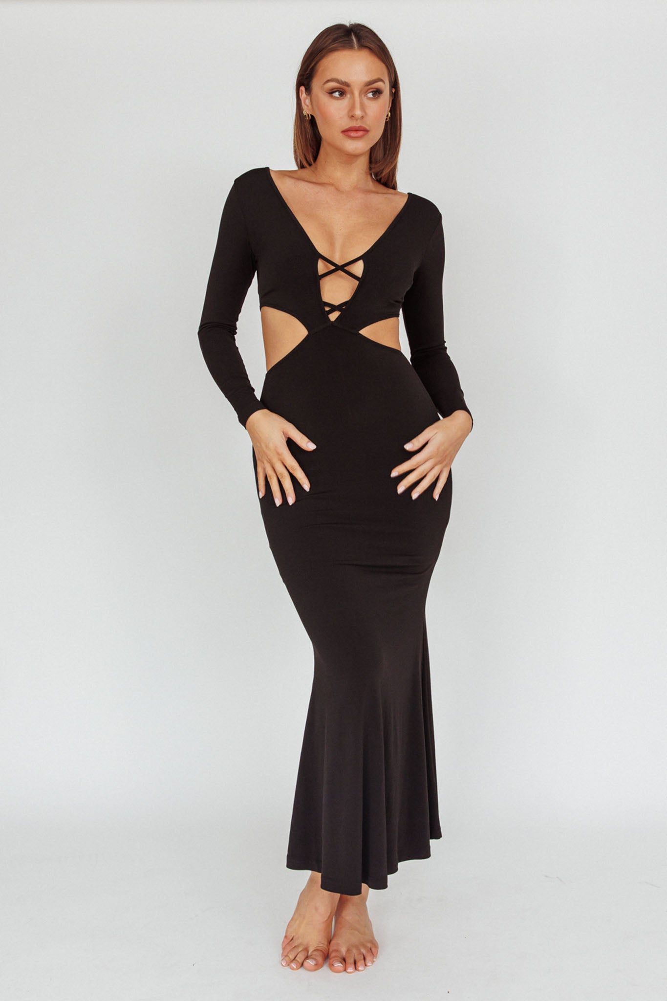 Dress Codes Cut-Out Maxi Dress Black by Selfie Leslie