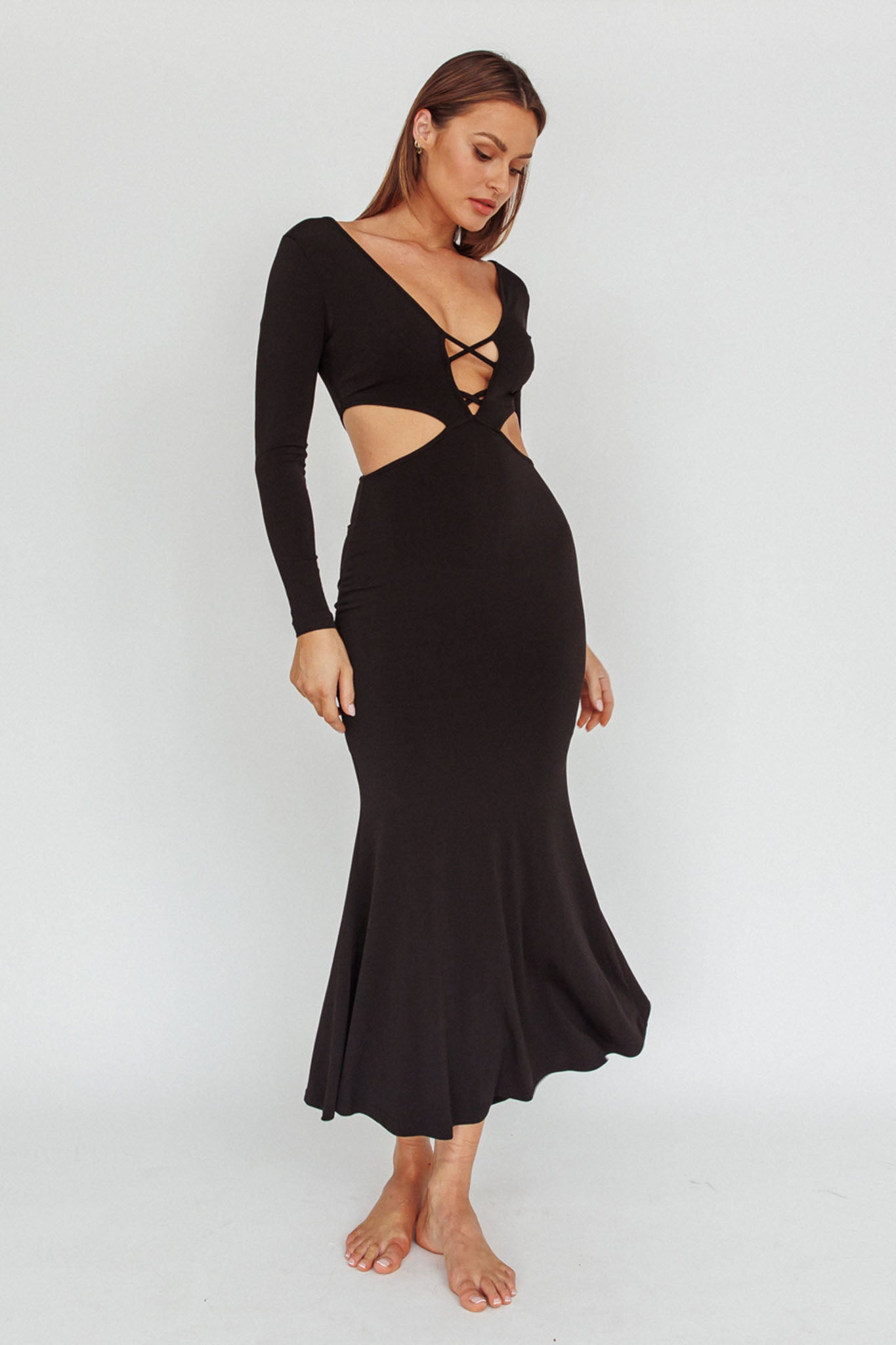 Dress Codes Cut-Out Maxi Dress Black by Selfie Leslie