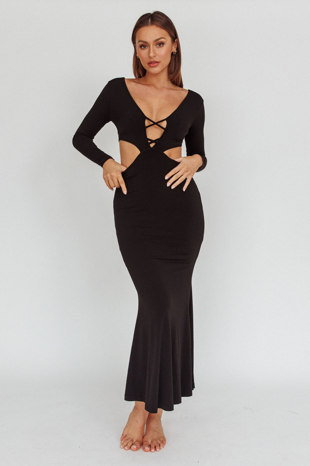 Dress Codes Cut-Out Maxi Dress Black by Selfie Leslie