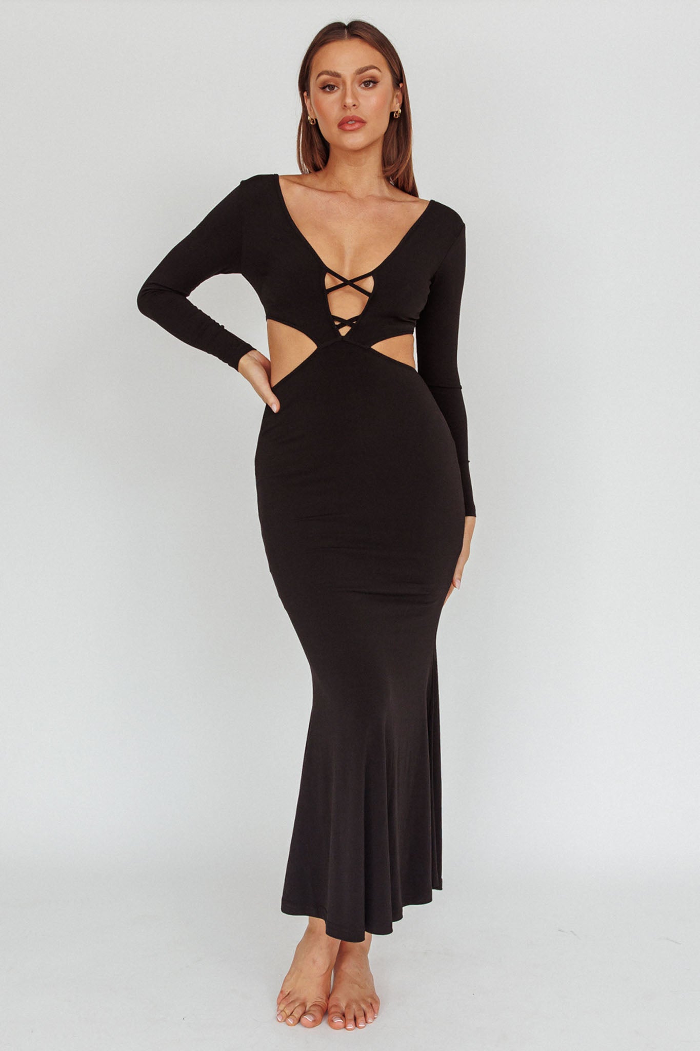 Dress Codes Cut-Out Maxi Dress Black by Selfie Leslie
