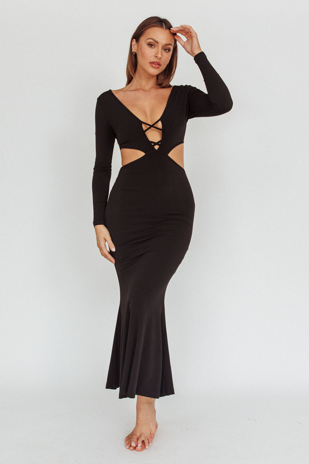 Dress Codes Cut-Out Maxi Dress Black by Selfie Leslie