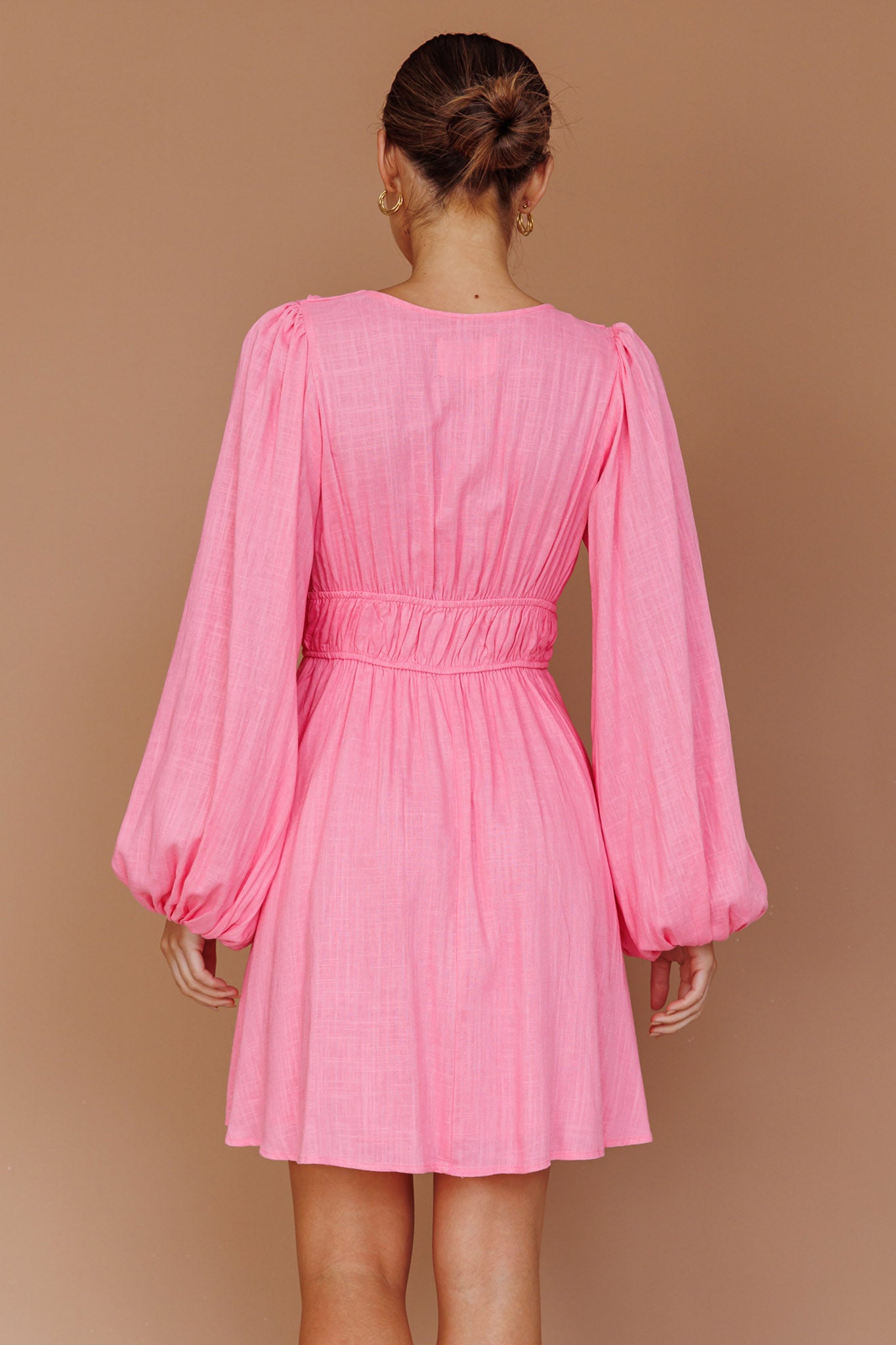Carnivale Balloon Sleeve Ruffle Mini Dress Pink by Selfie Leslie