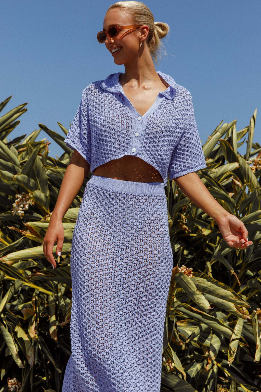 Summer Sunset Crochet Top Lavender by Selfie Leslie