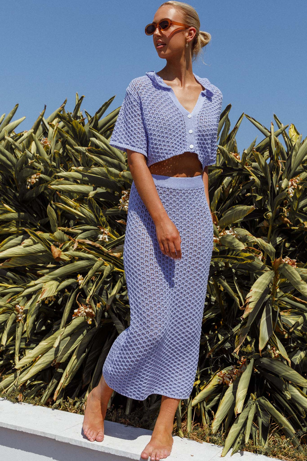 Summer Sunset Crochet Top Lavender by Selfie Leslie
