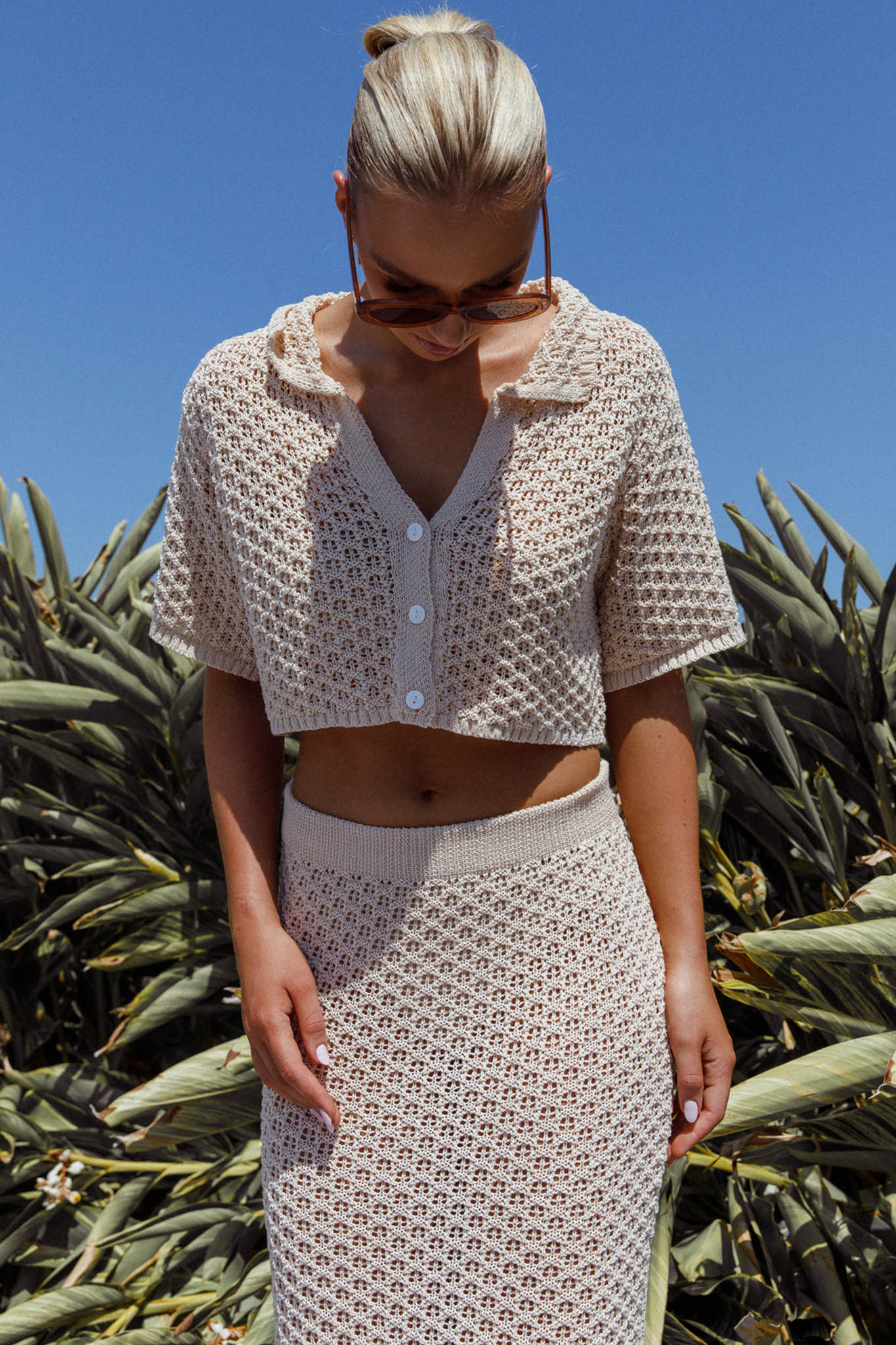 Summer Sunset Crochet Top Oat by Selfie Leslie