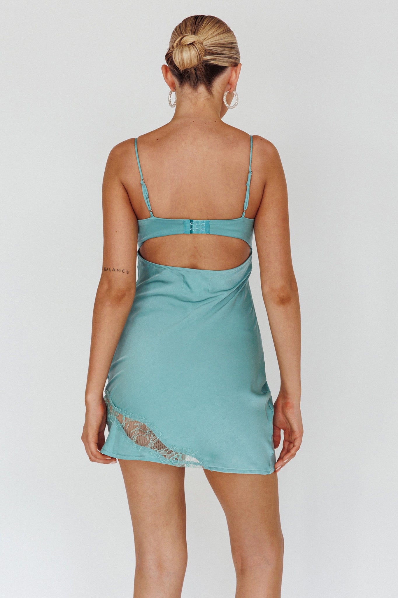 aqua mini dress Sweet Talker Lace Trim Mini Dress Aqua