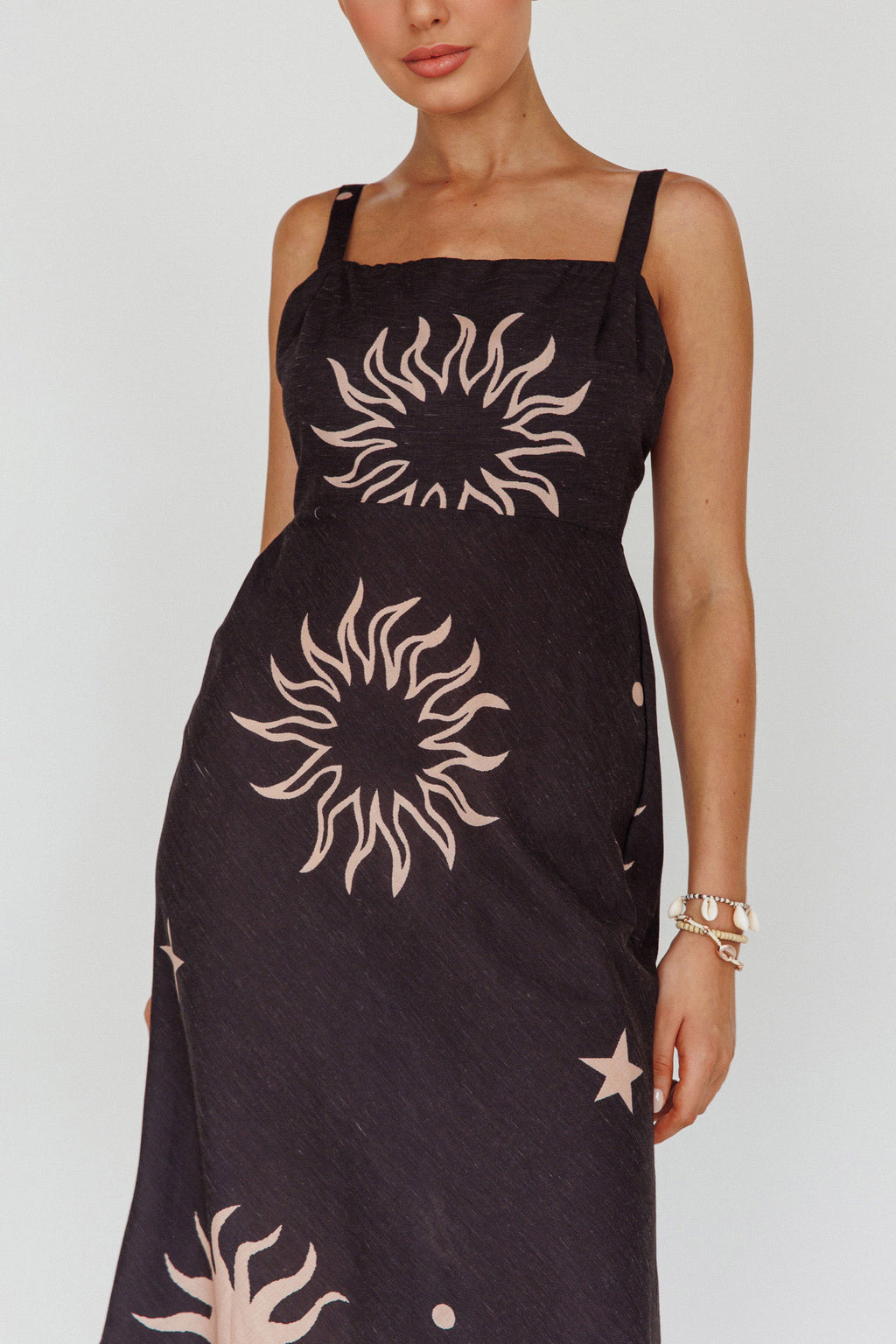 Coucou Square Neckline Midi Dress Celestial Print by Selfie Leslie