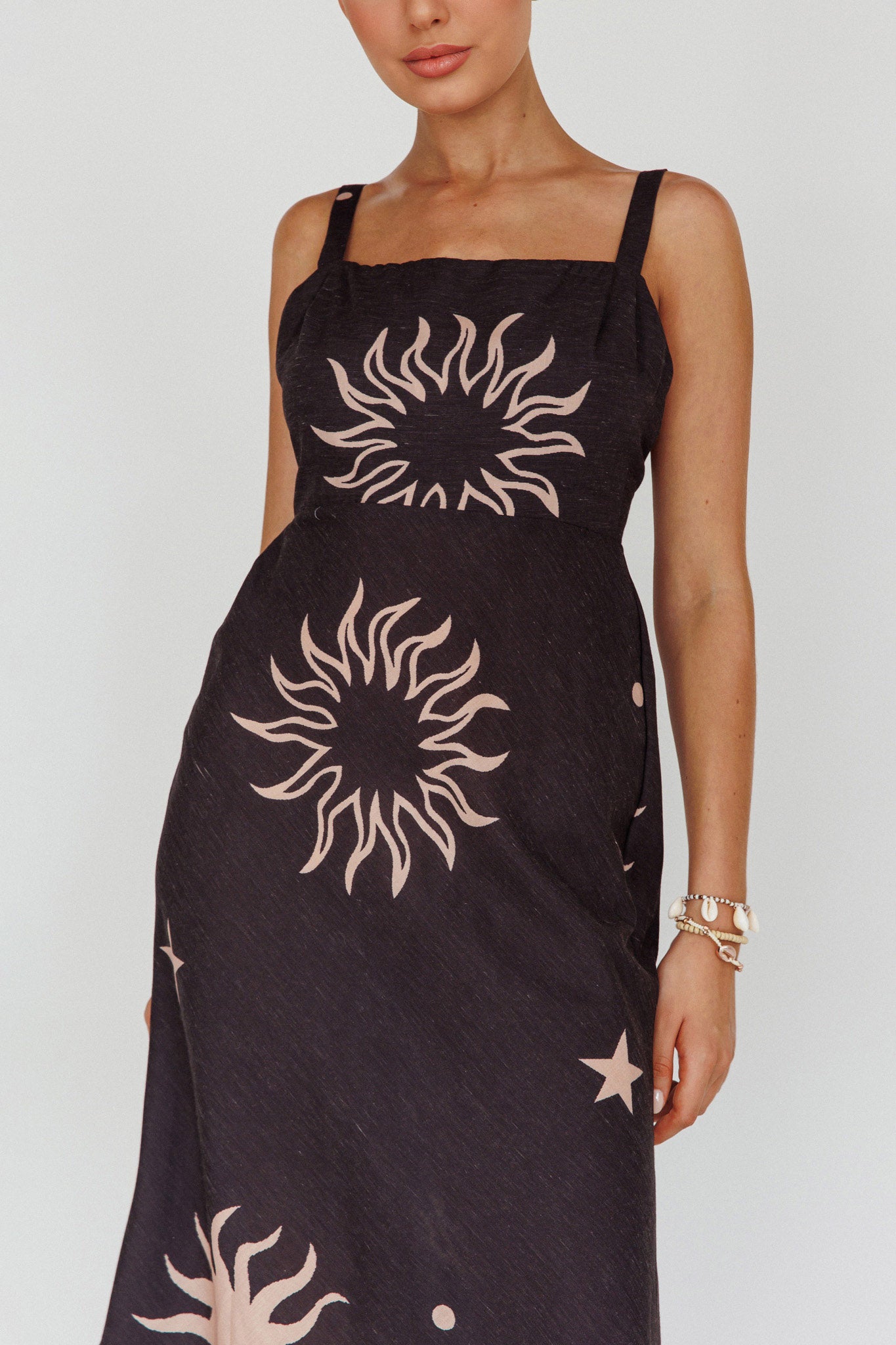 Coucou Square Neckline Midi Dress Celestial Print by Selfie Leslie