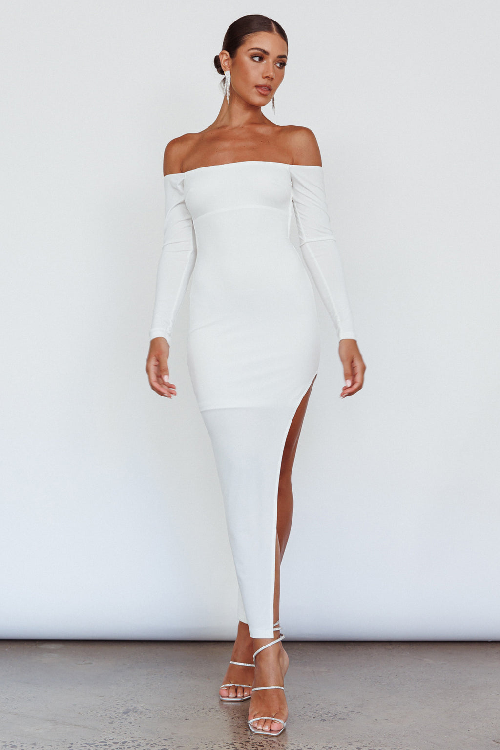 Sentimental Mood Off-Shoulder Midi Dress White by Selfie Leslie