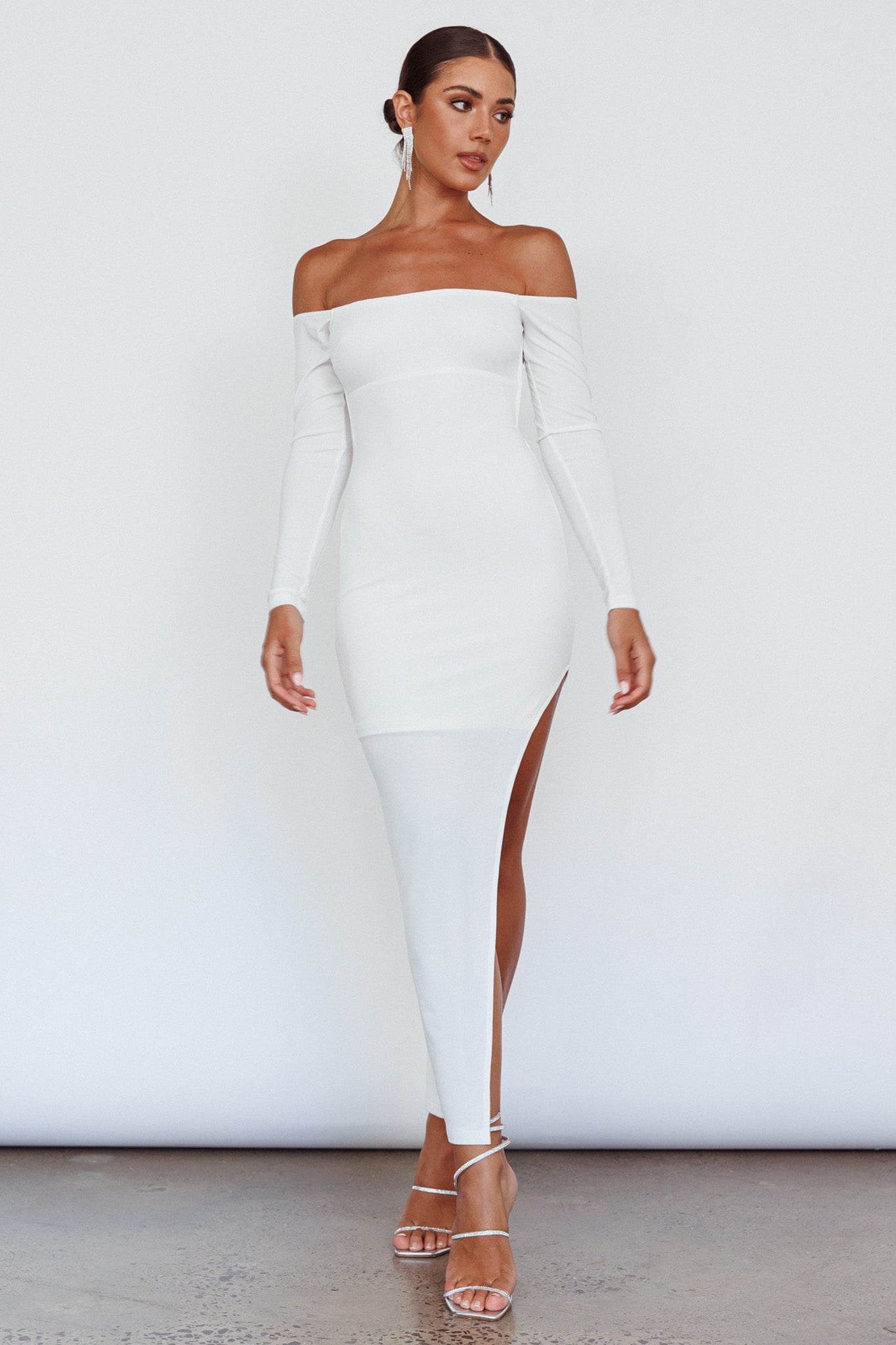 Sentimental Mood Off-Shoulder Midi Dress White by Selfie Leslie