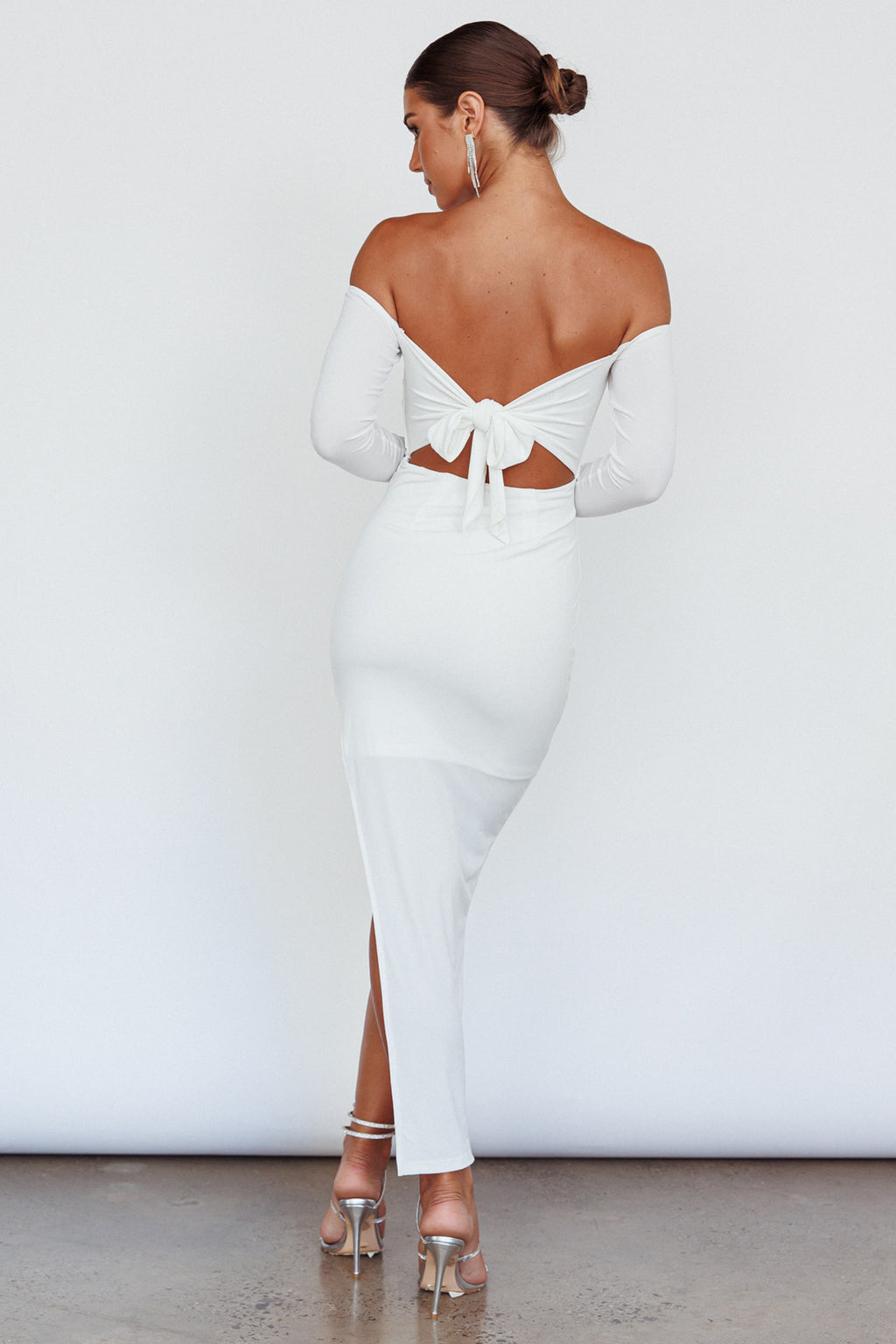 Sentimental Mood Off-Shoulder Midi Dress White by Selfie Leslie