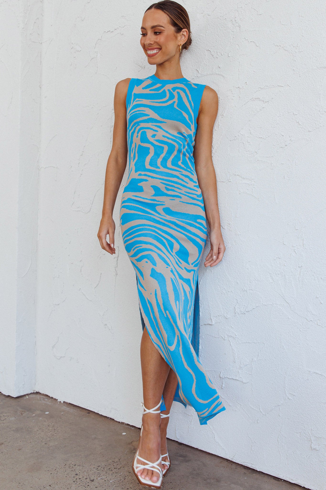 Elsinore Sleeveless Knit Maxi Dress Blue by Selfie Leslie