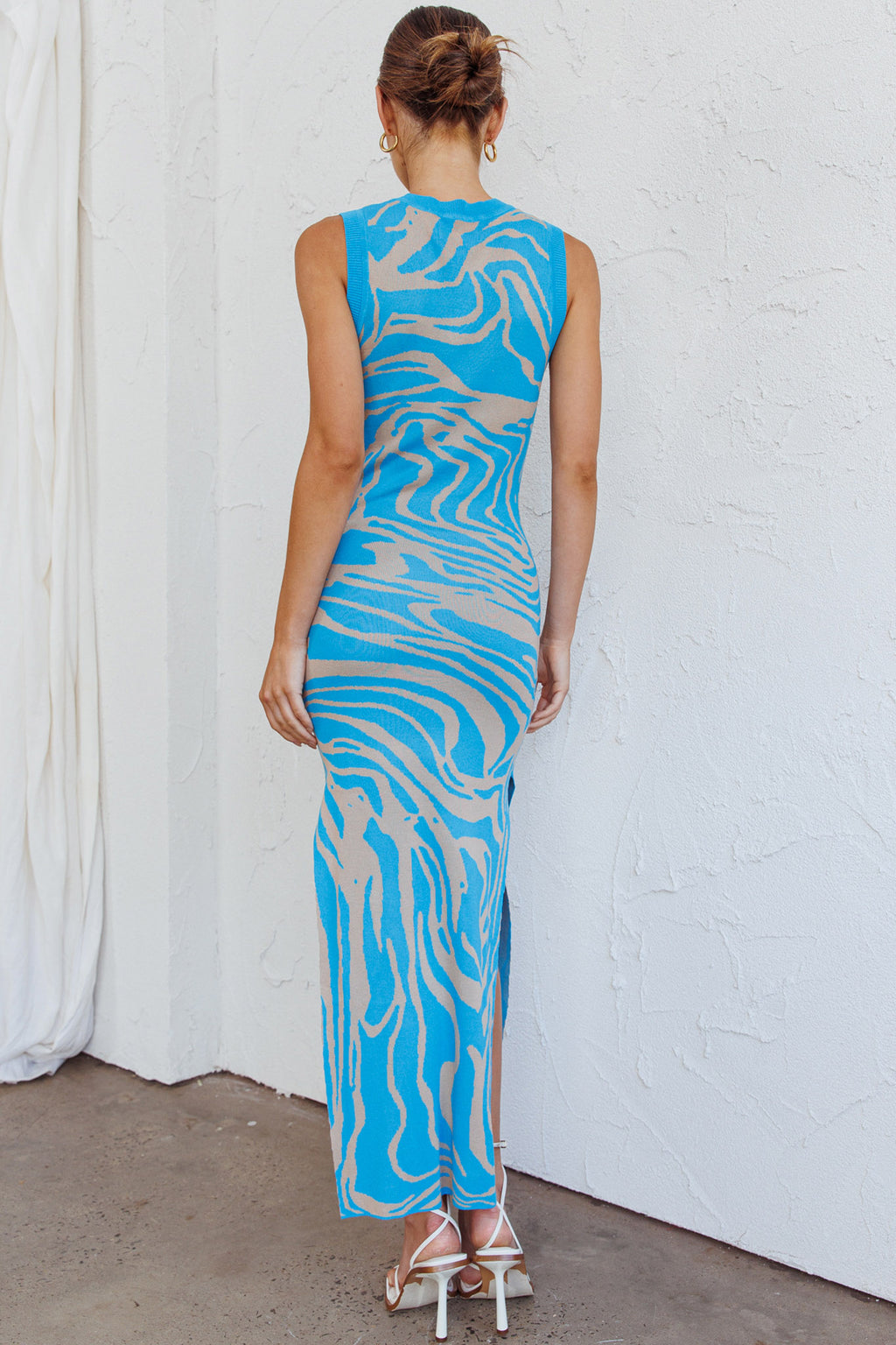 Elsinore Sleeveless Knit Maxi Dress Blue by Selfie Leslie