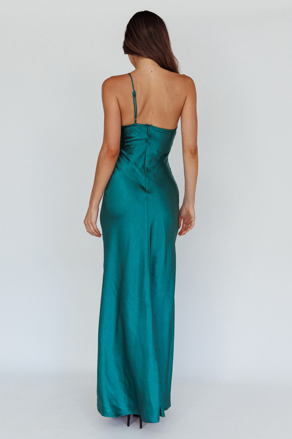 Twilight Tango One-Shoulder Maxi Dress Forest Green by Selfie Leslie