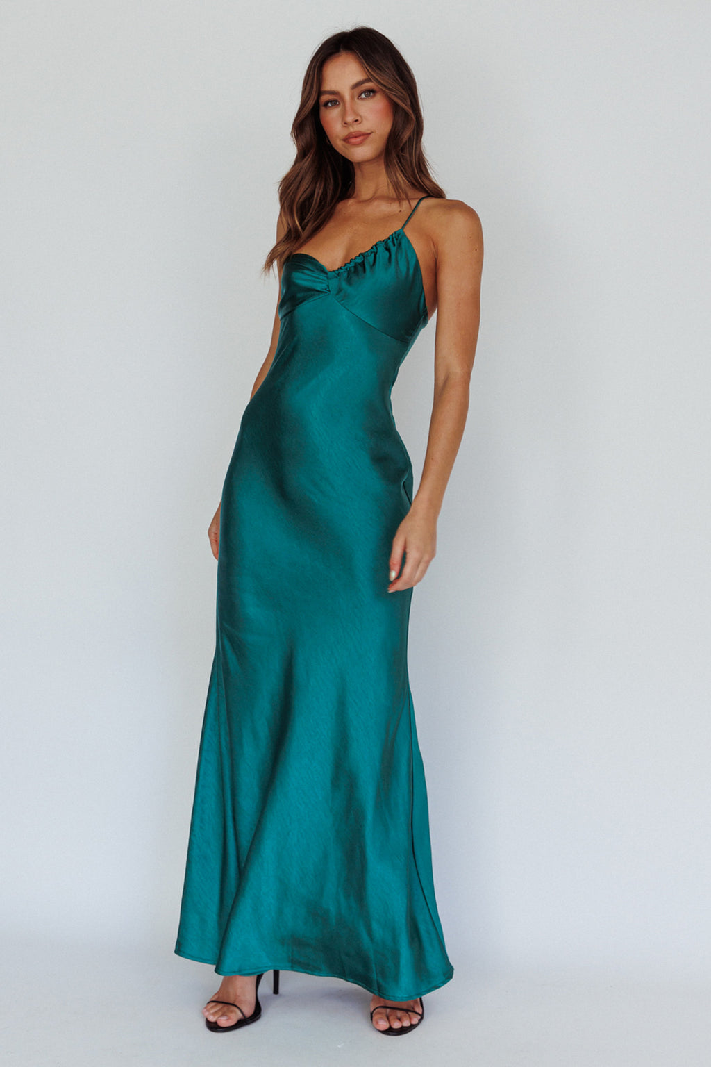Twilight Tango One-Shoulder Maxi Dress Forest Green by Selfie Leslie