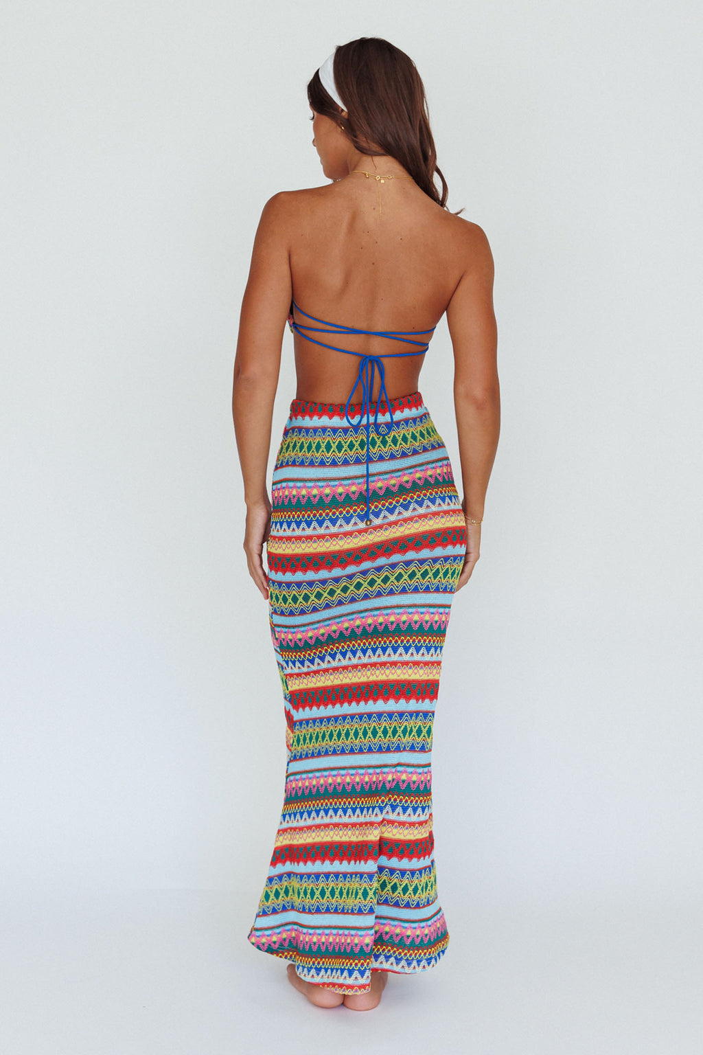 Tulum Knit Midi Skirt Blue Multi by Selfie Leslie
