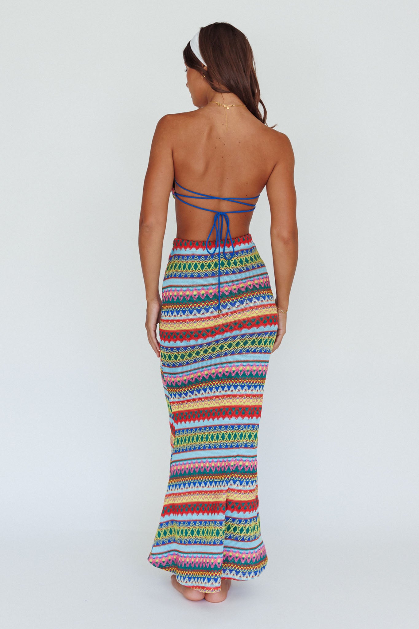 Tulum Knit Midi Skirt Blue Multi by Selfie Leslie