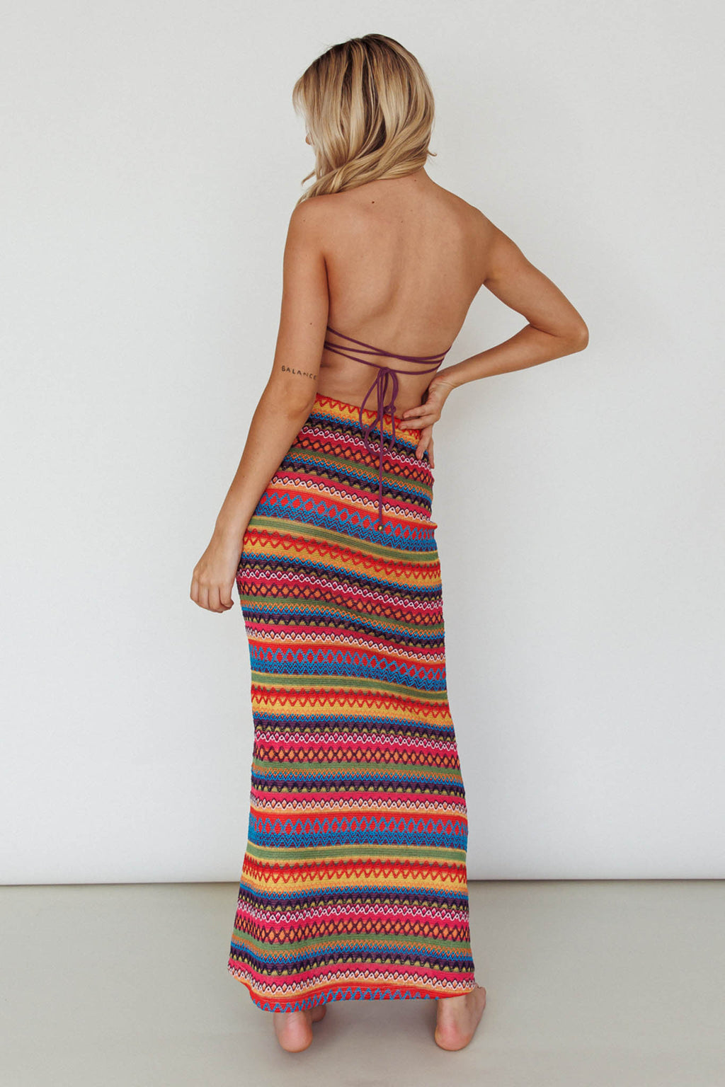 Tulum Knit Midi Skirt Pink Multi by Selfie Leslie