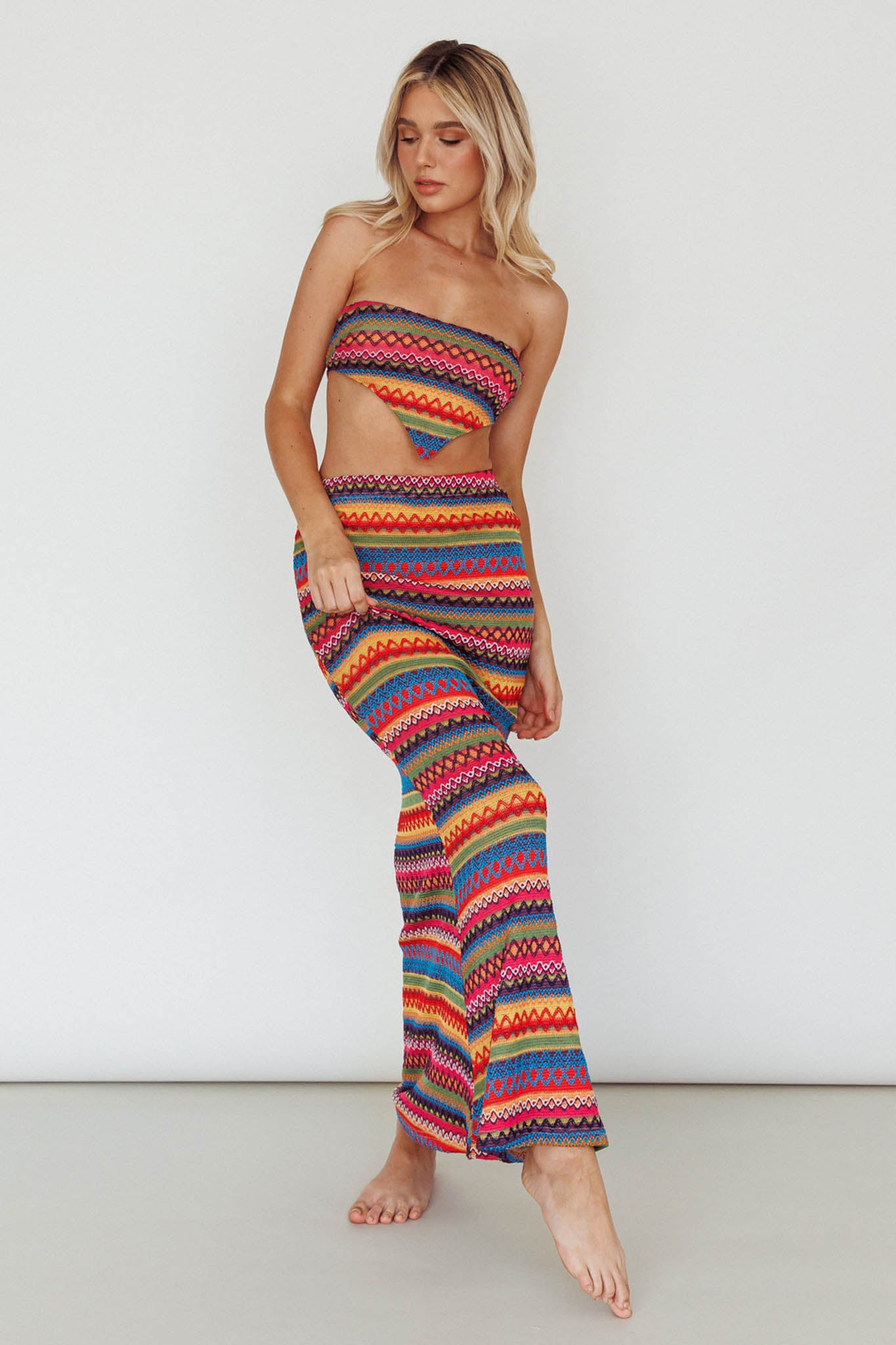 Tulum Knit Midi Skirt Pink Multi by Selfie Leslie