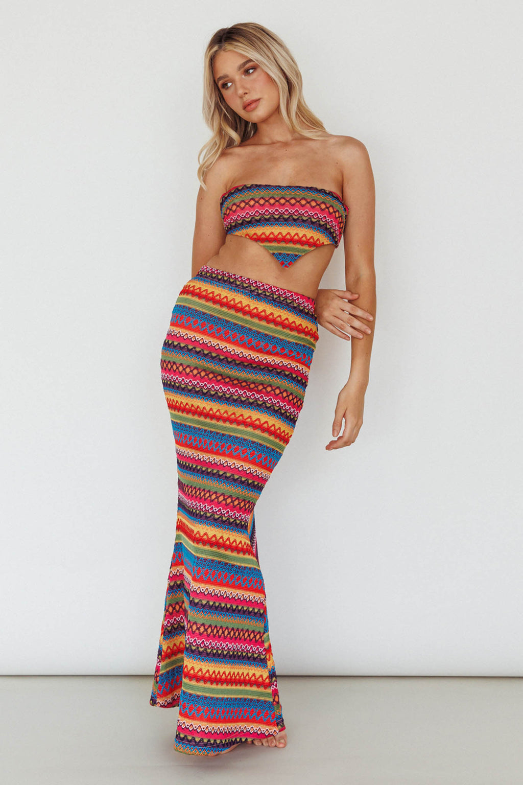 Tulum Tied Back Crop Top Pink Multi by Selfie Leslie