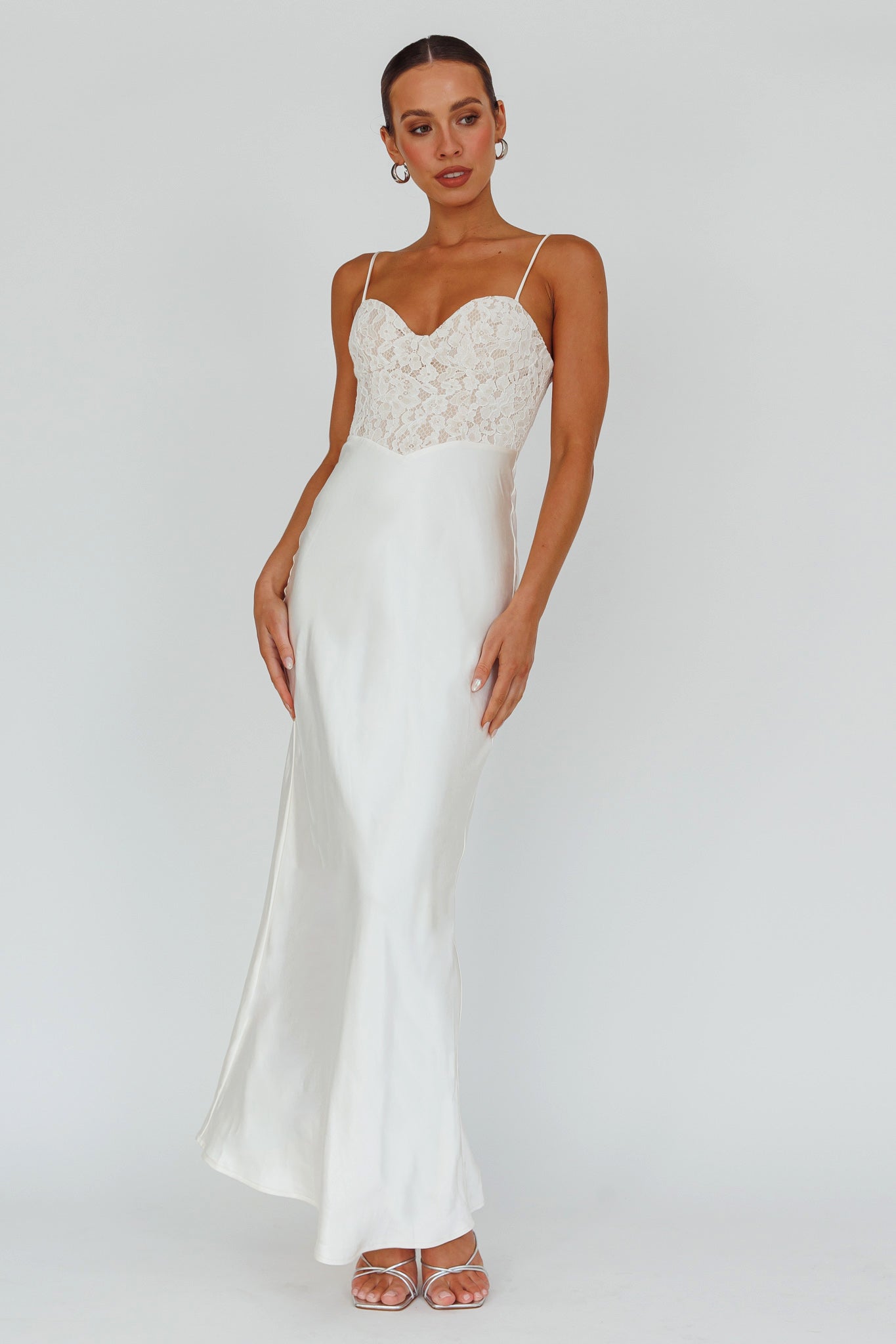Evening Star Lace Bodice Maxi Dress Ivory by Selfie Leslie