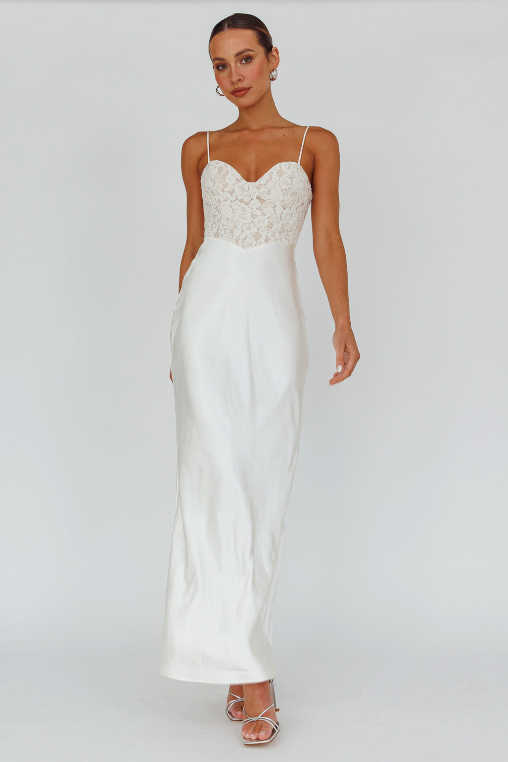 Evening Star Lace Bodice Maxi Dress Ivory by Selfie Leslie