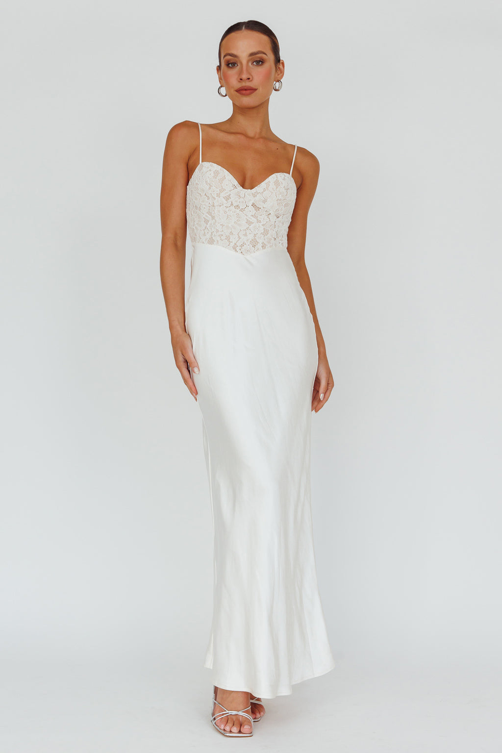 Evening Star Lace Bodice Maxi Dress Ivory by Selfie Leslie
