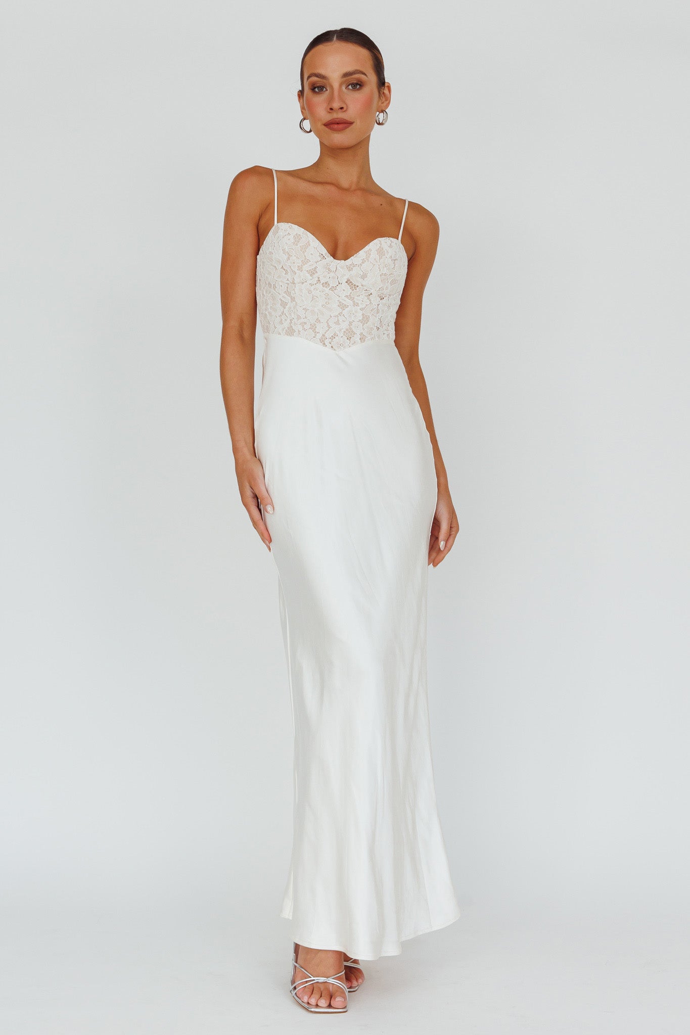 Evening Star Lace Bodice Maxi Dress Ivory by Selfie Leslie