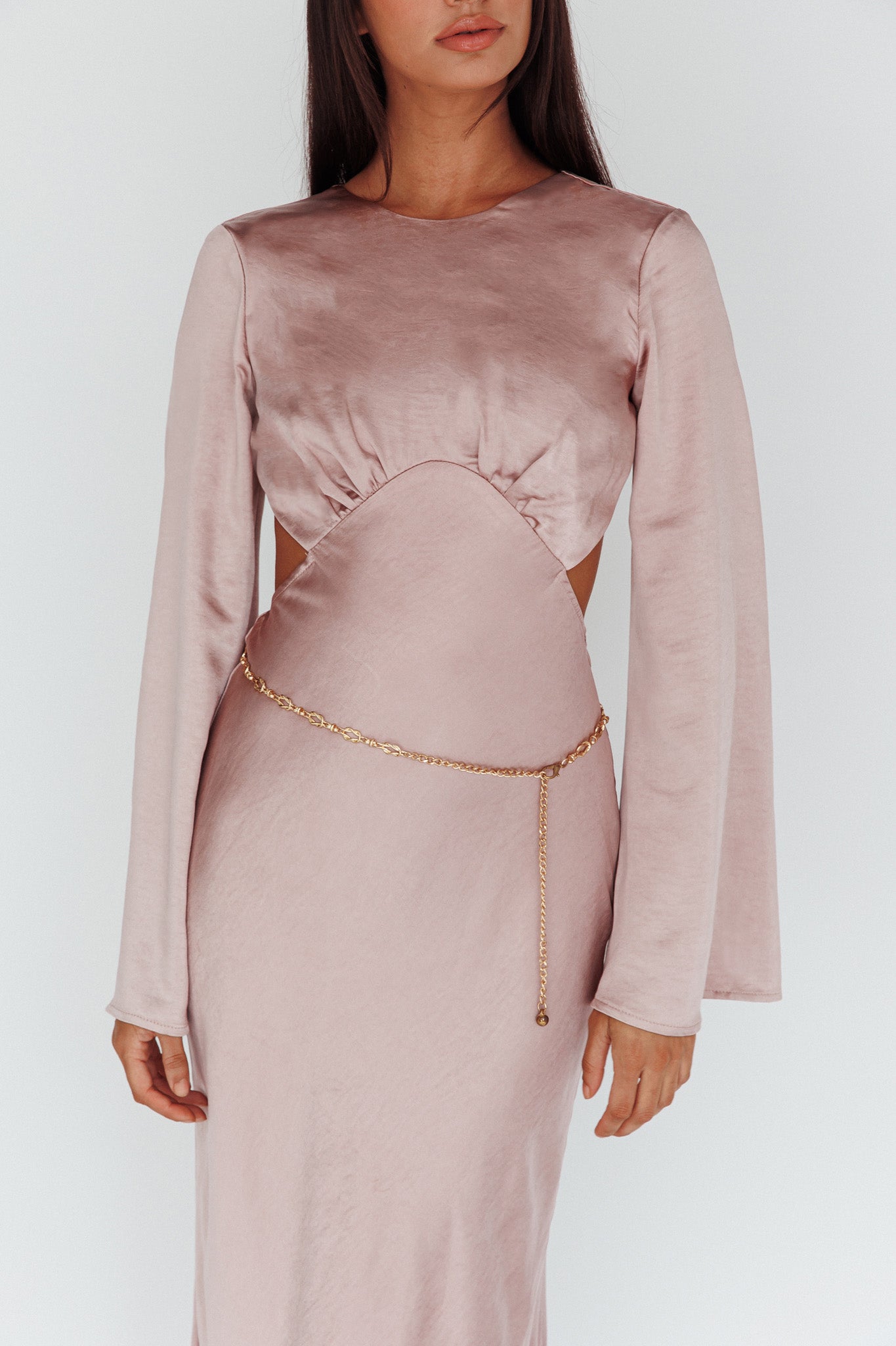 Doting Bell Sleeve Cut-Out Midi Dress Wood Rose by Selfie Leslie